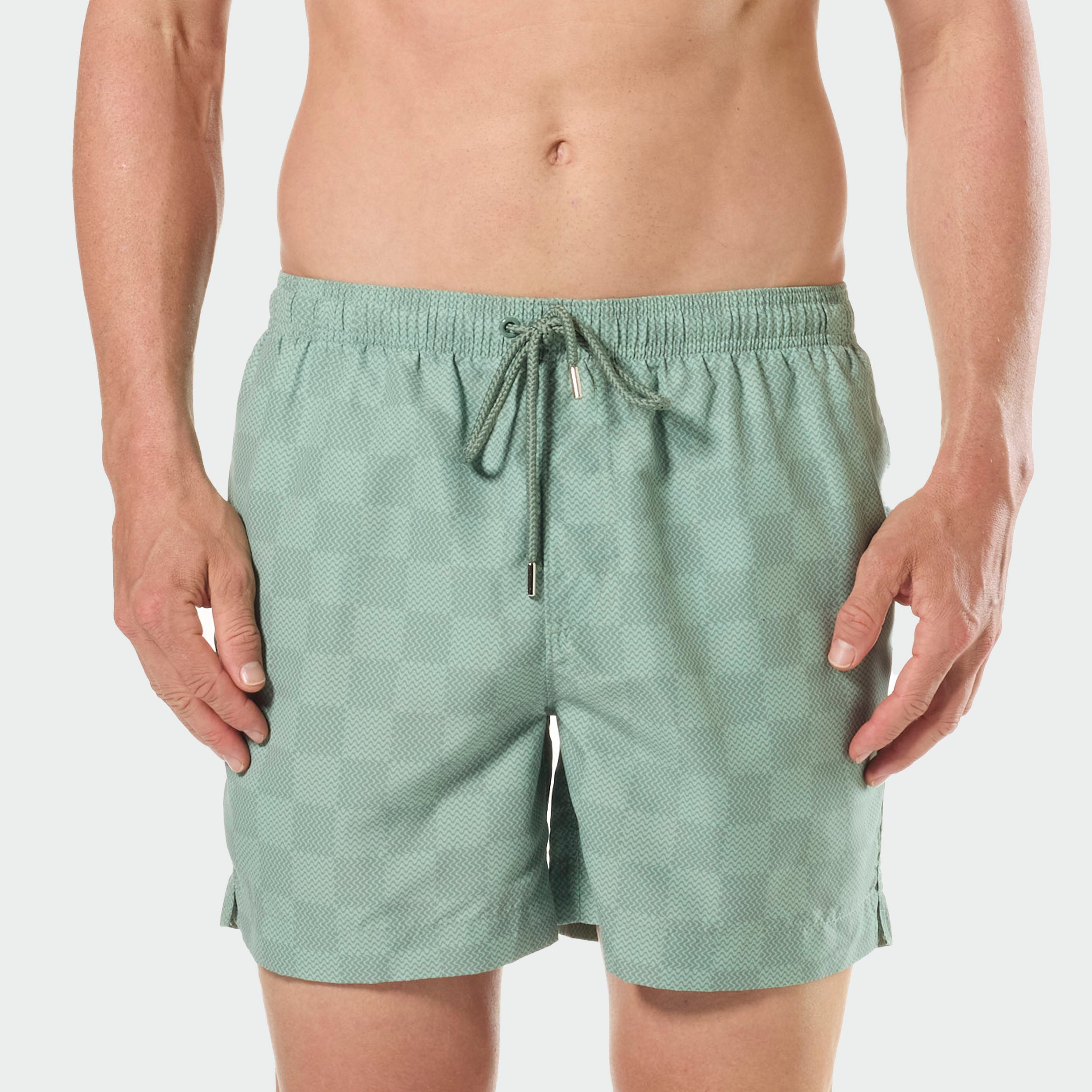Mitchdowd In Waves Men's Swim Shorts - Sage Green Quick Dry