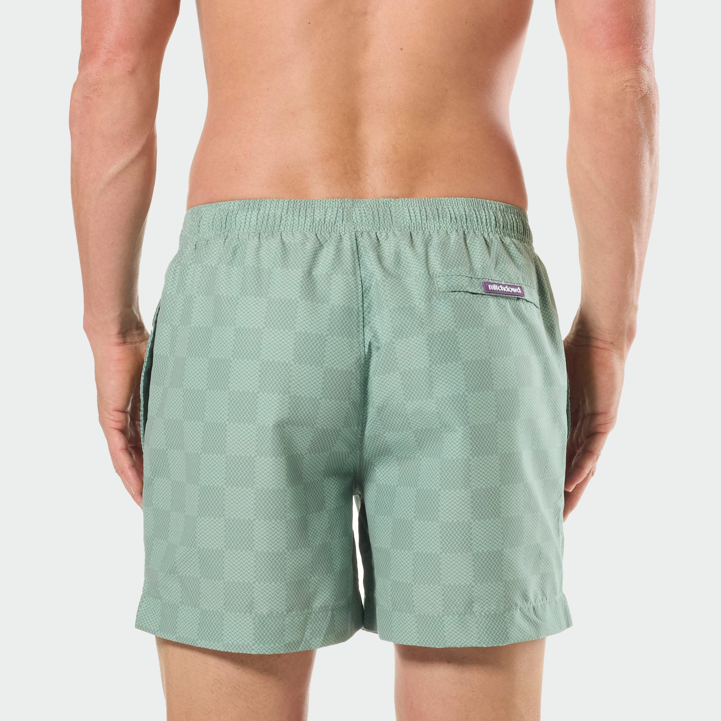 Mitchdowd In Waves Men's Swim Shorts - Sage Green Quick Dry