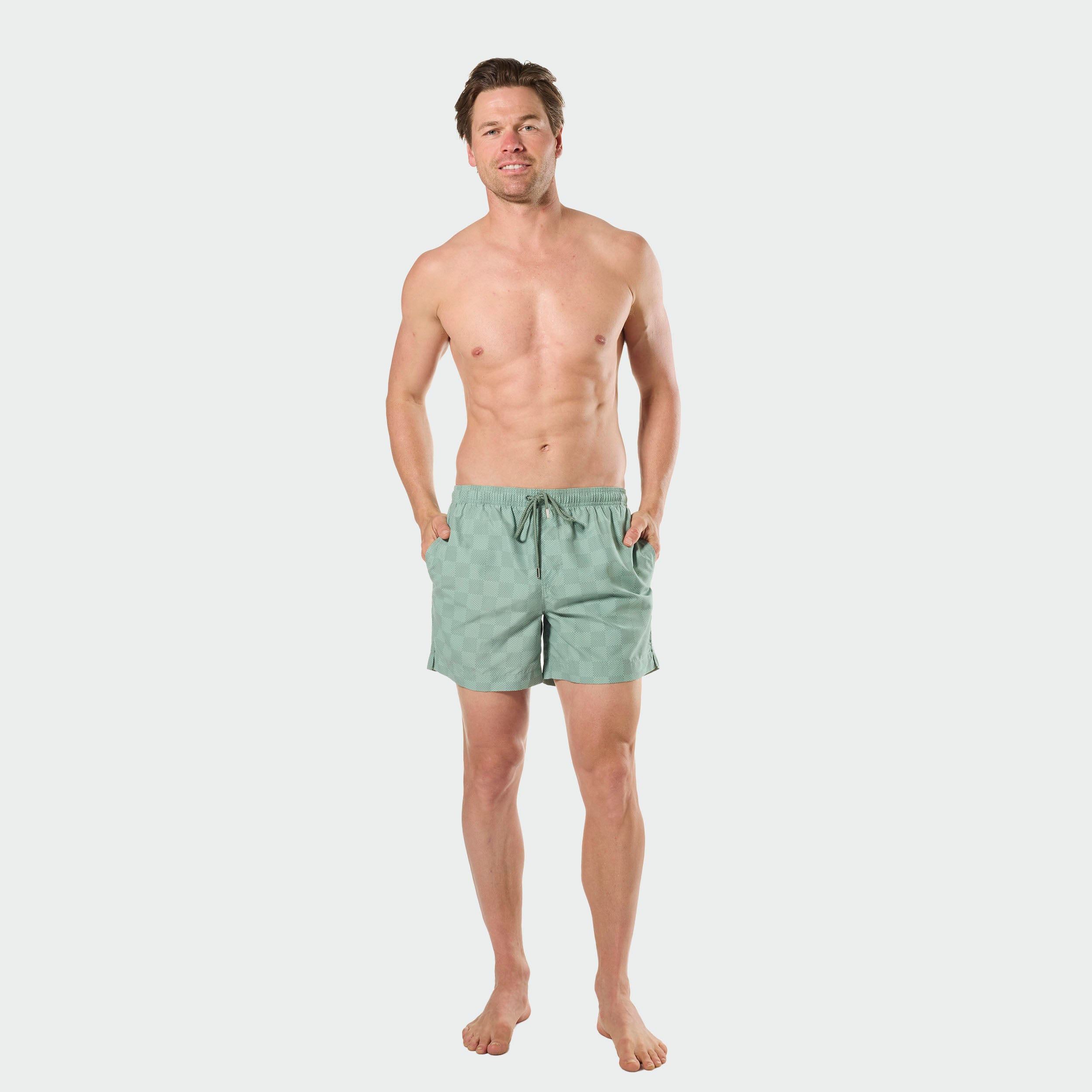 Mitchdowd In Waves Men's Swim Shorts - Sage Green Quick Dry
