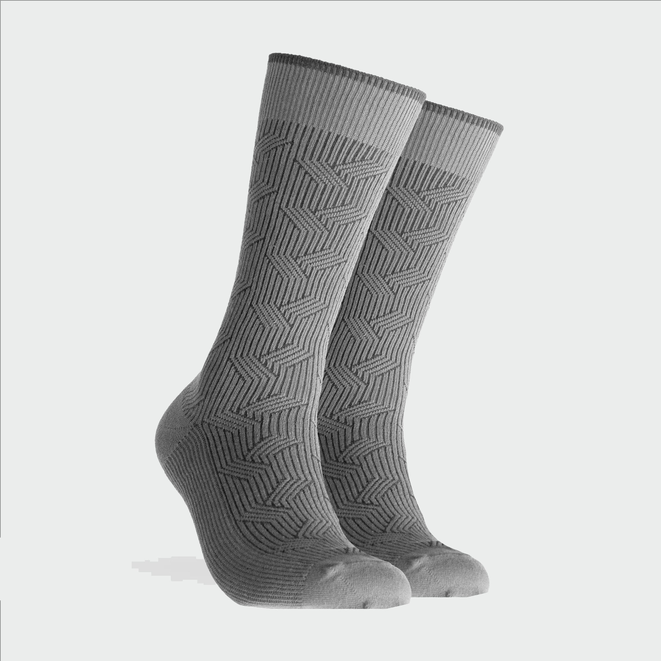 Men's Textured Wave Crew Socks Grey Colour