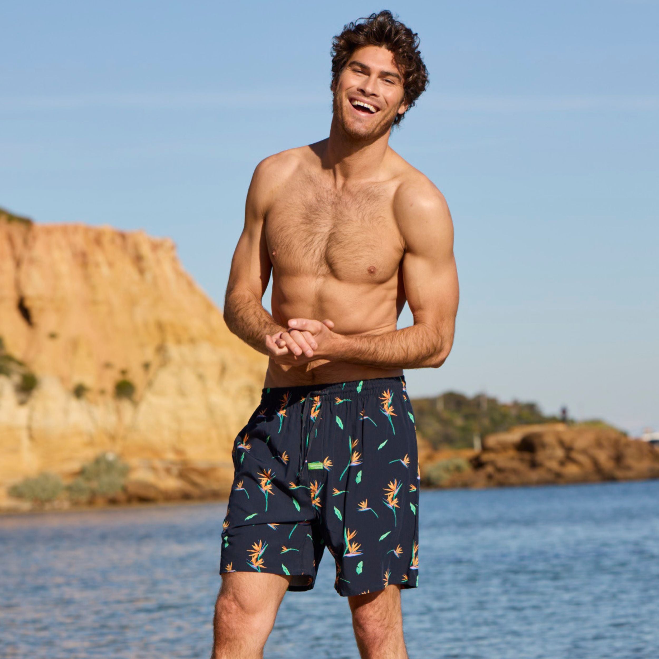 Men's Paradise City Bamboo Sleep Short - Navy - Image 5