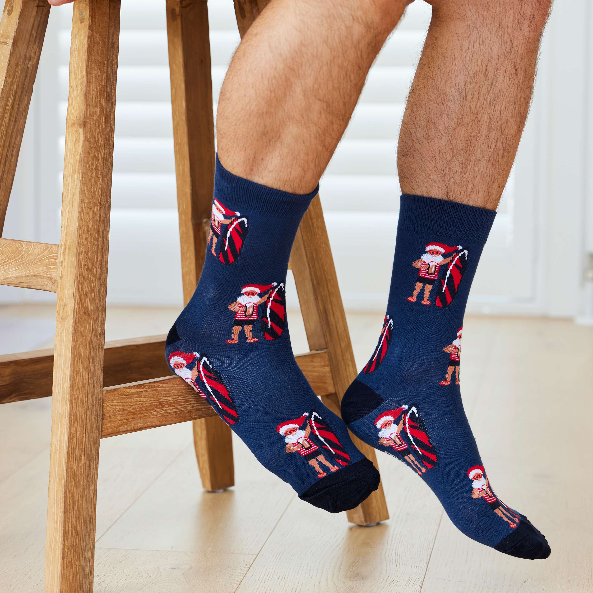 Men's Cotton Crew Socks Christmas Hound - Image 3