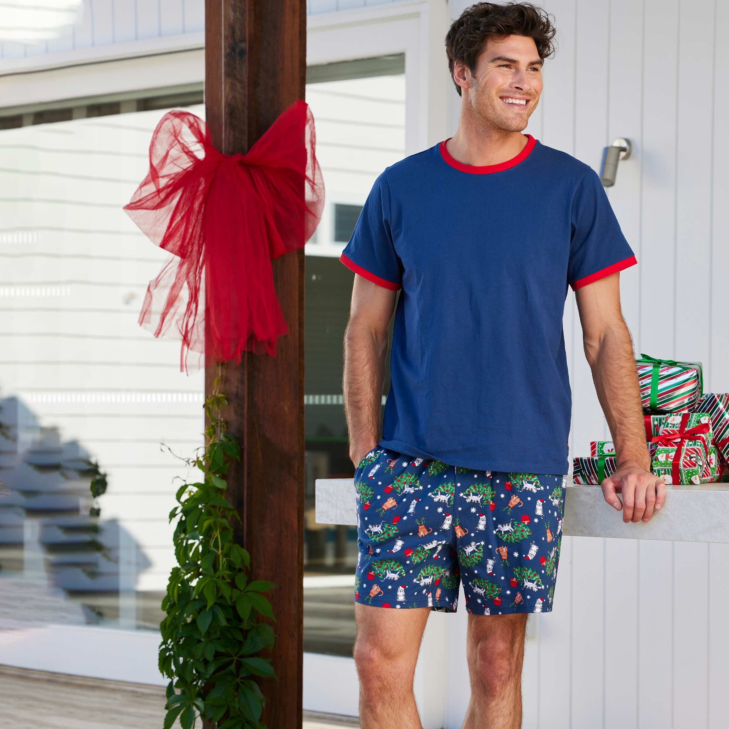 Mitch Dowd Mens Pyjama Set Christmas Cats Shop Online Today