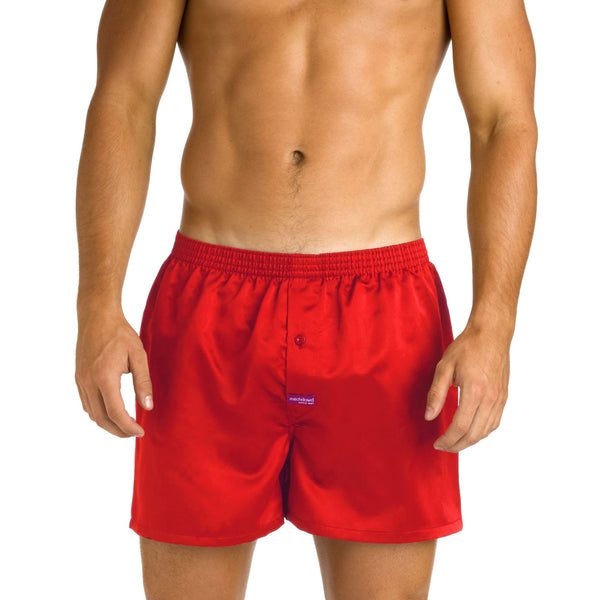 Men's Satin Boxer Short - Red