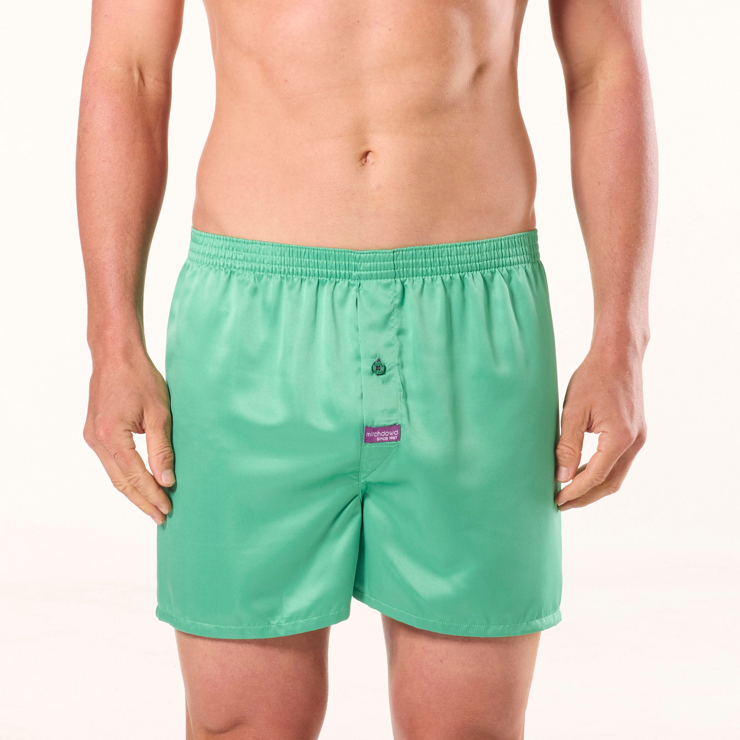 Men's Satin Boxer Short - Green - Image 1