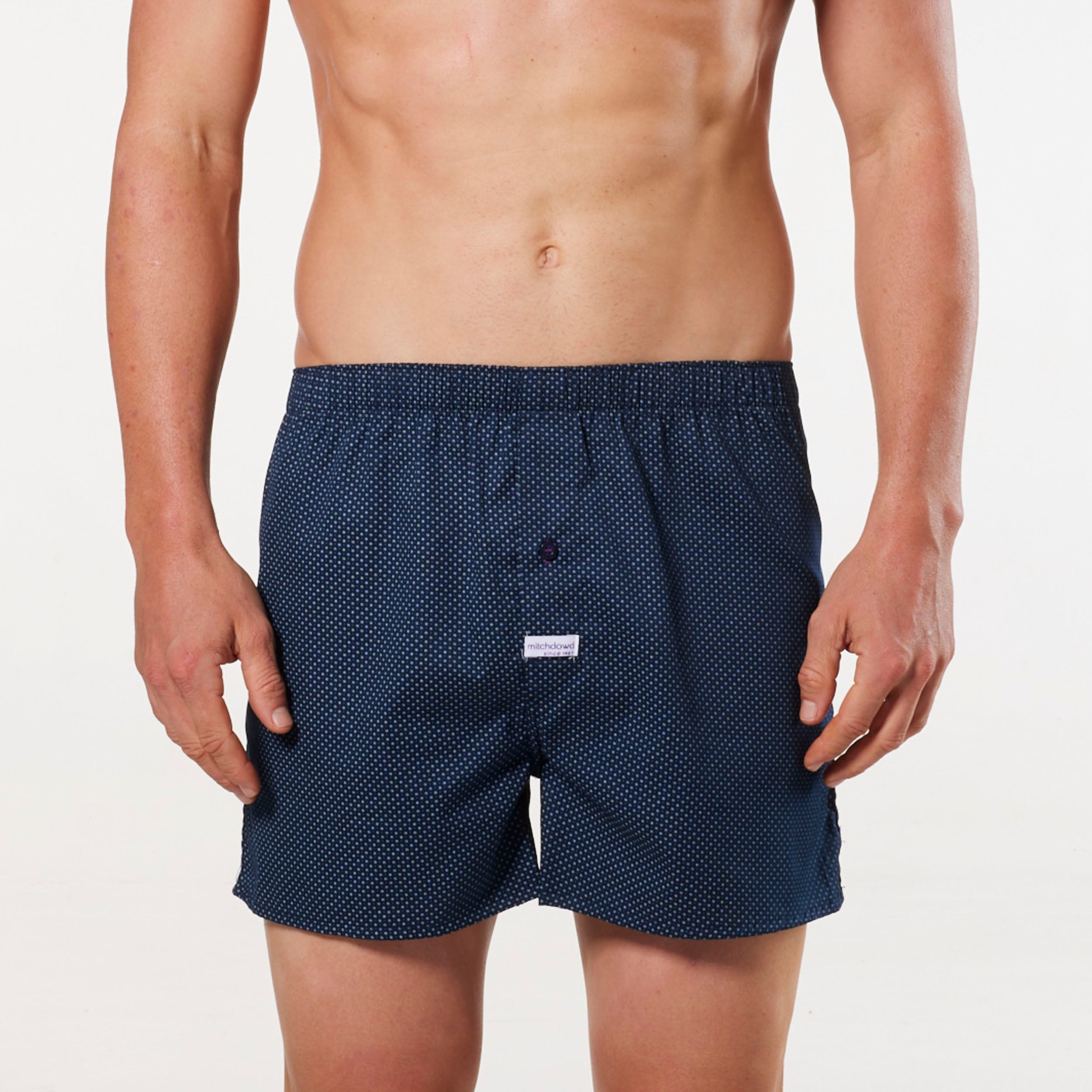 Men's Coby Printed Cotton Boxer Shorts - Navy - Image 1