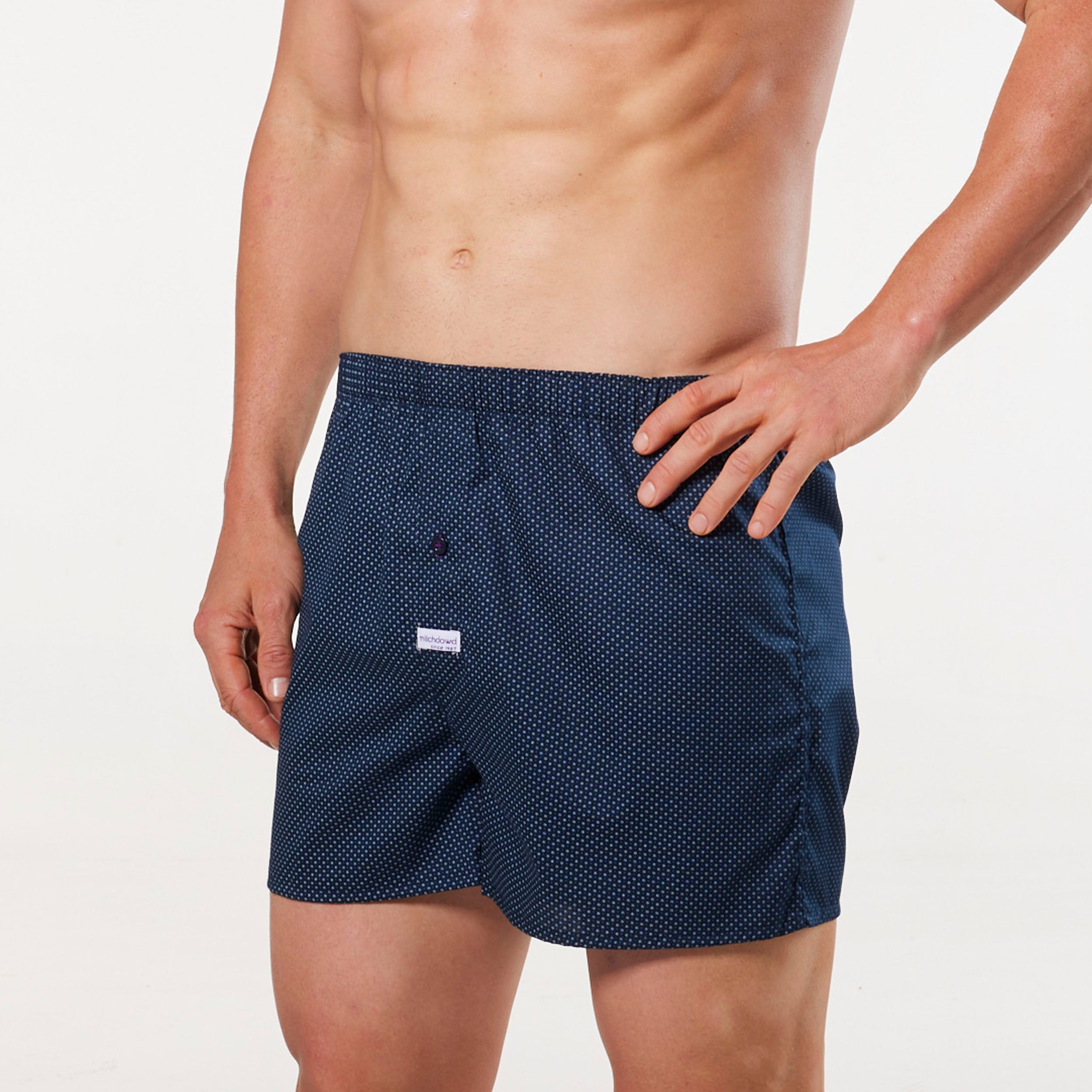 Men's Coby Printed Cotton Boxer Shorts - Navy - Image 2