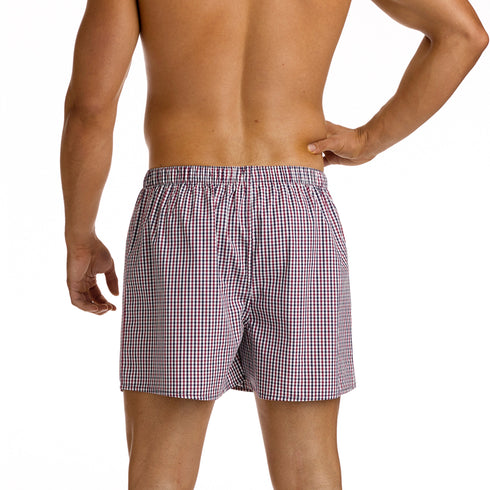 Men's Red Check Cotton Boxer Shorts Value 6 Pack – Red