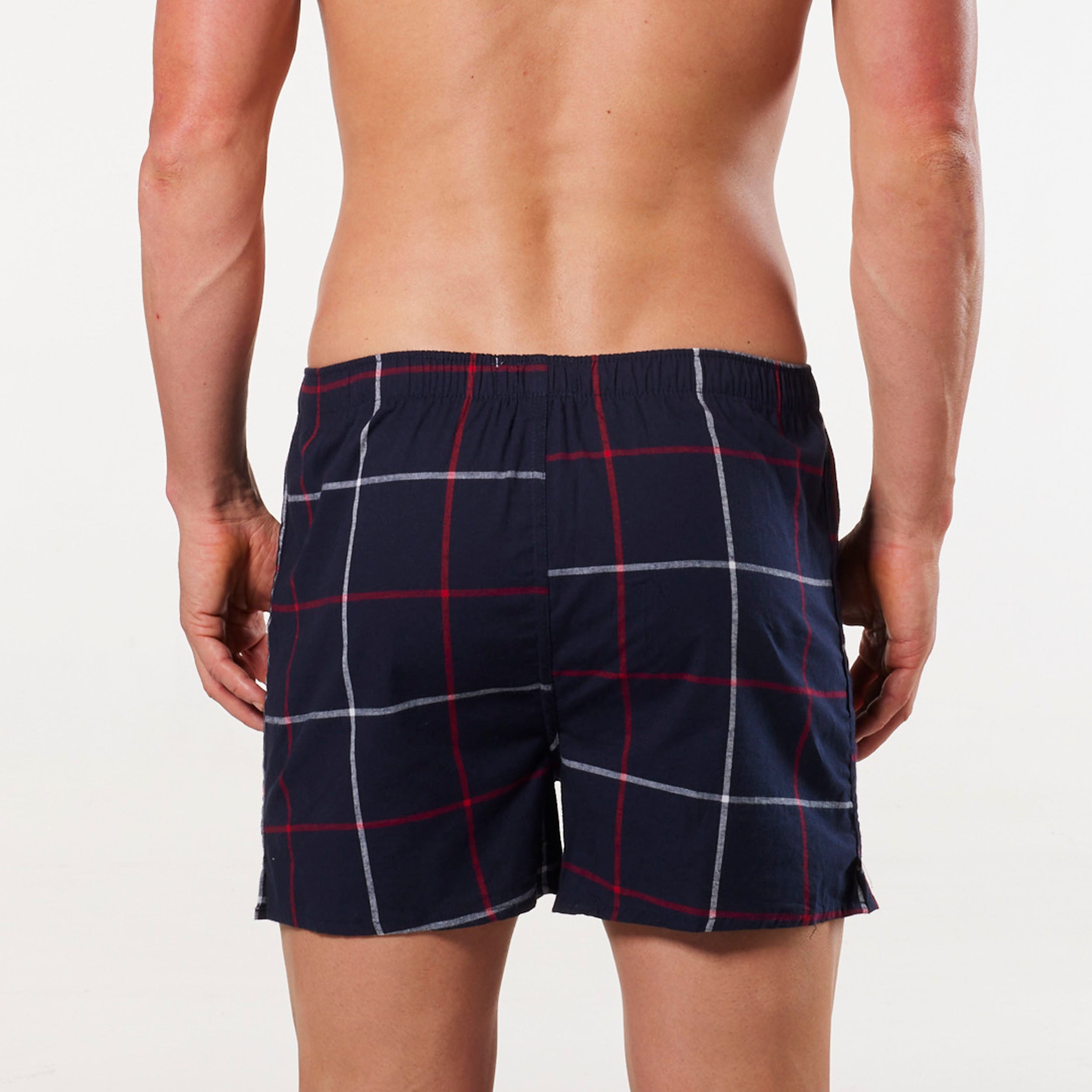 Men's George Check Cotton Stretch Boxer Shorts - Navy - Image 3