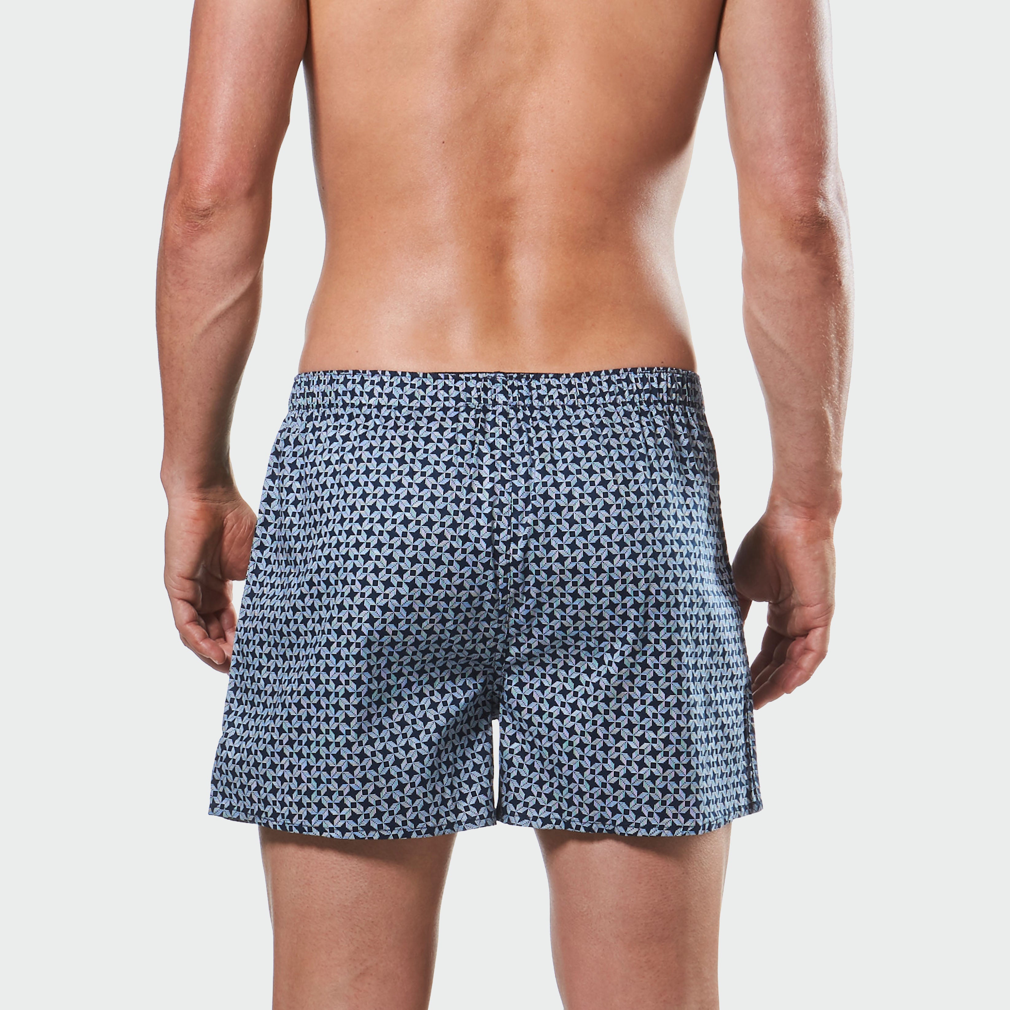 Men's Samurai Geo Soft Wash Woven Boxer Shorts - Navy