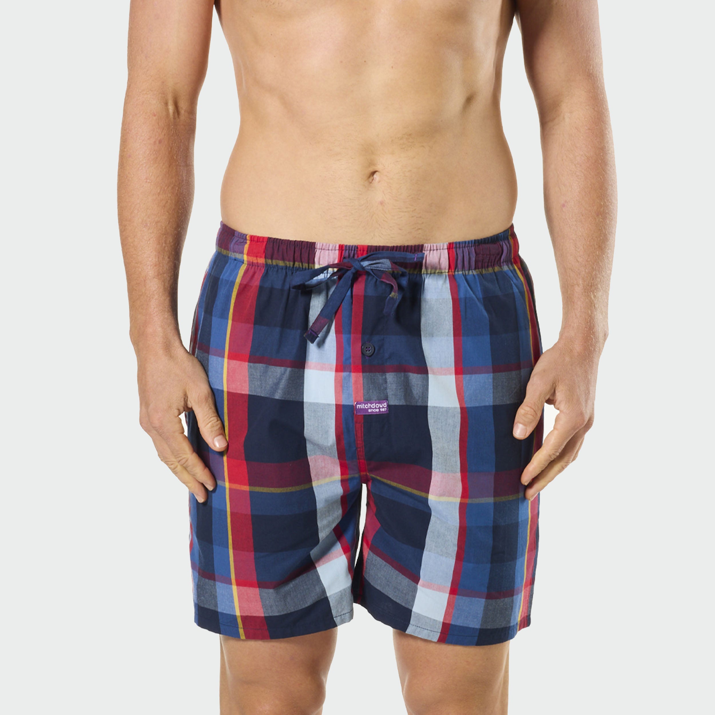 Men's British Check Cotton Sleep Short