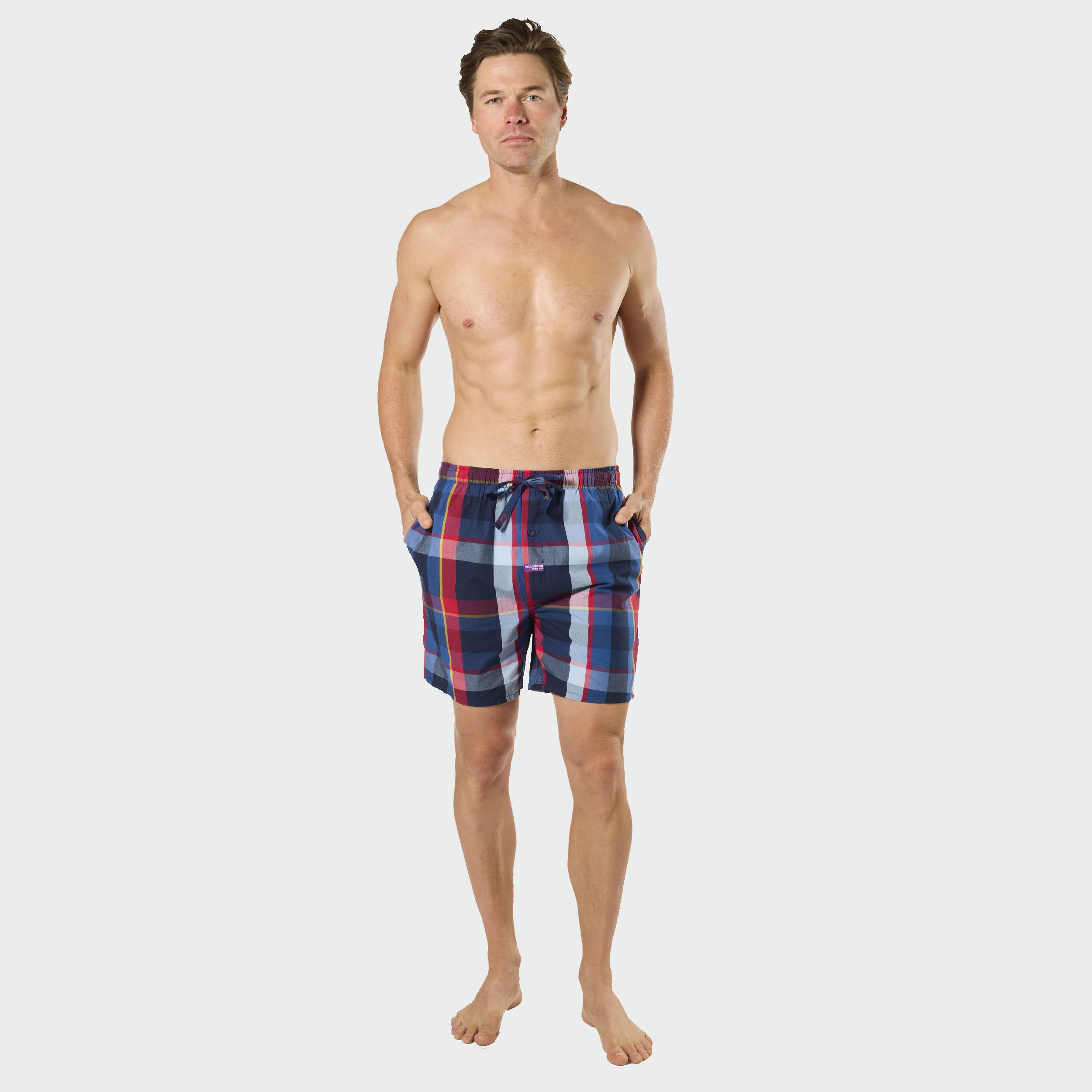 Men's British Check Cotton Sleep Short