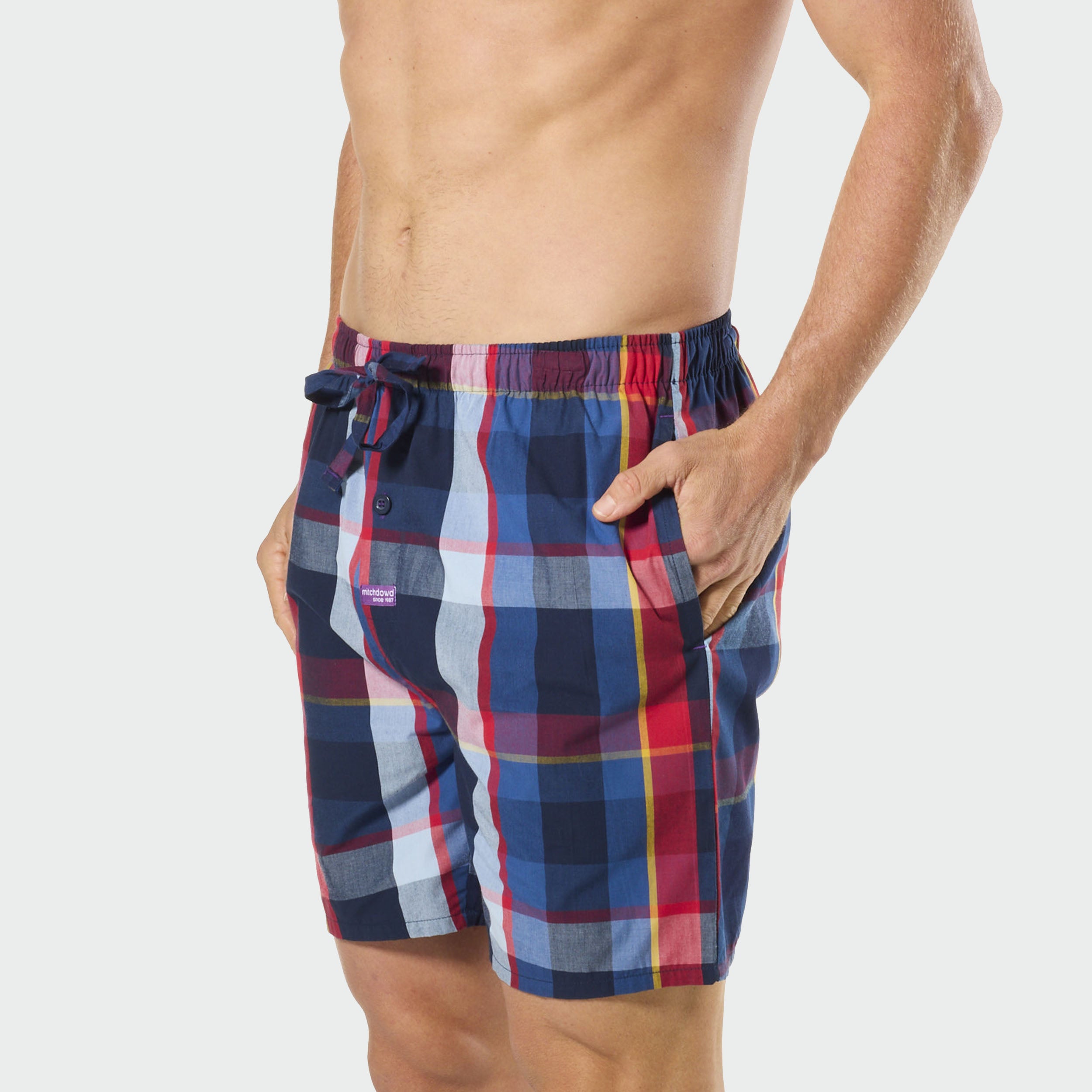 Men's British Check Cotton Sleep Short