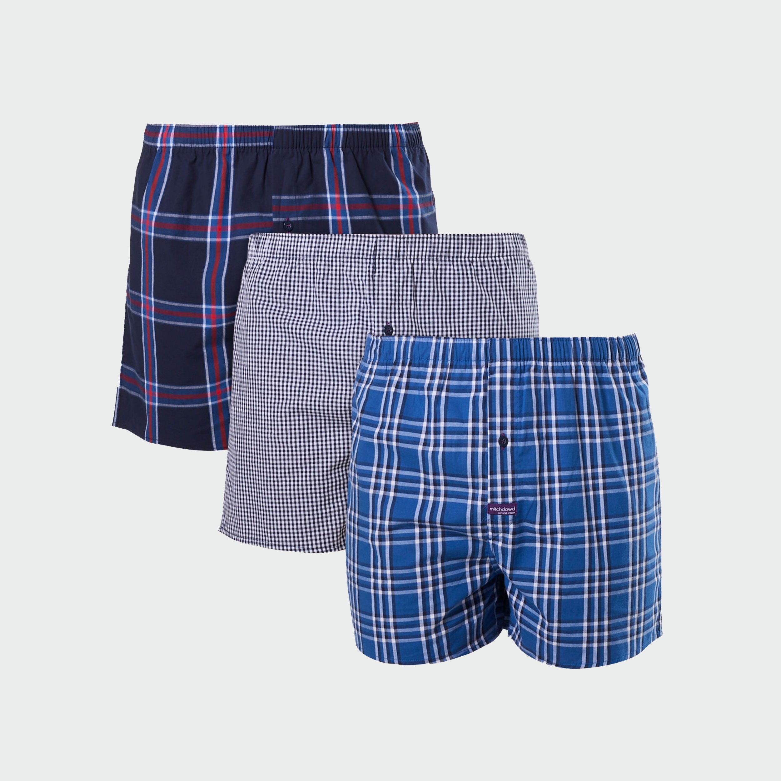 Men's Regular Check Yarn Dyed Boxer Shorts 3 Pack - Image 1