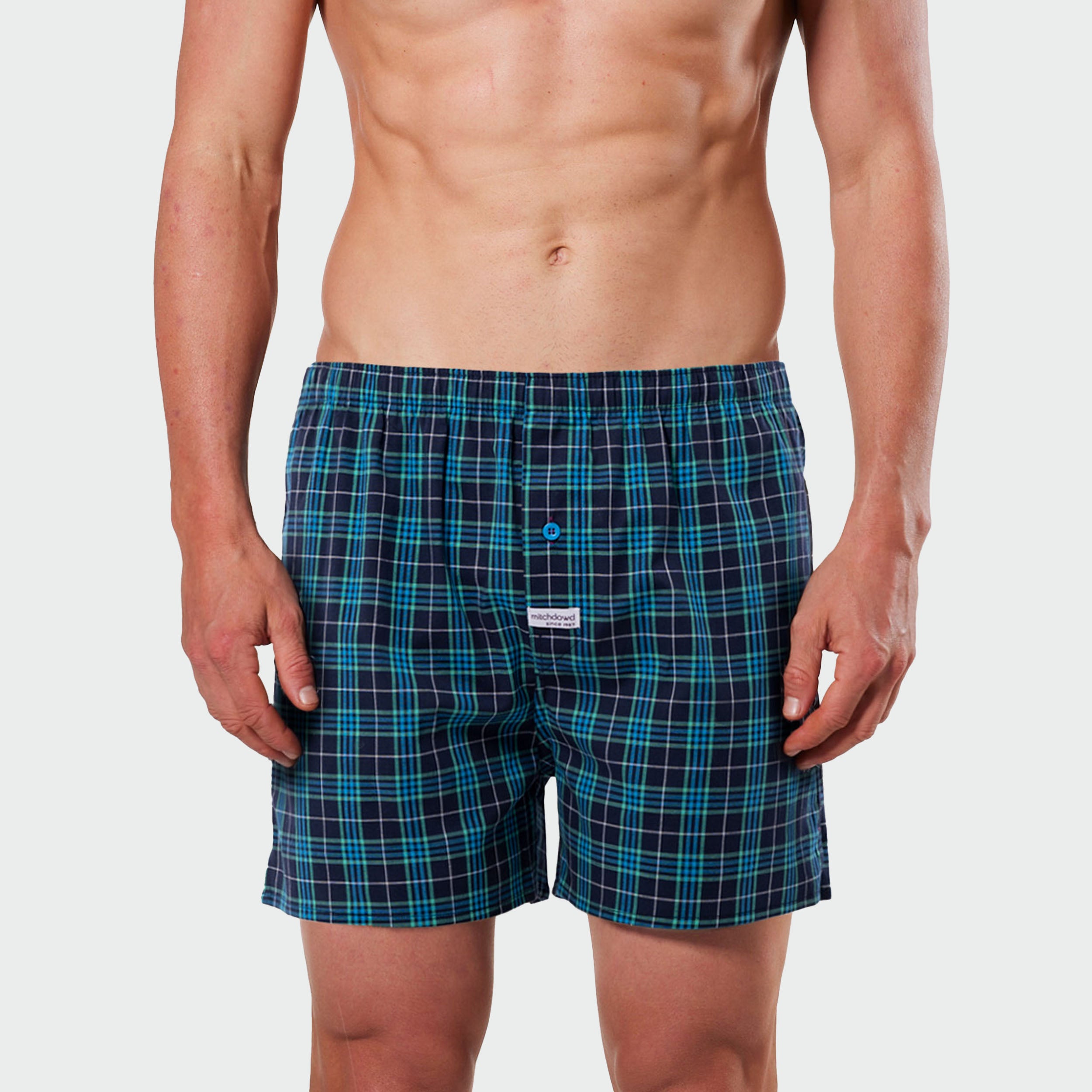 Men's Carlos Check Cotton Stretch Yarn Dyed Woven Boxer Shorts - Image 1