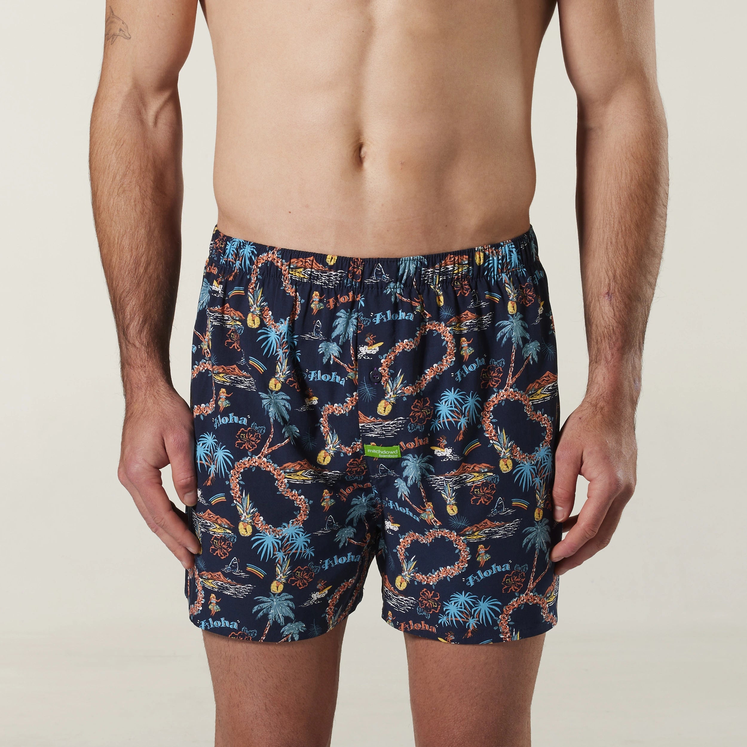 Men's Aloha Bamboo Boxer Shorts Model Image 1