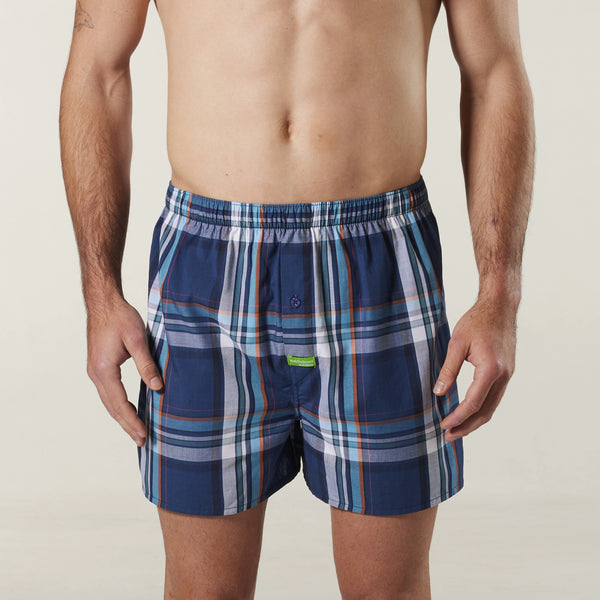 Men's Denim Check Bamboo Boxer Shorts - Blue