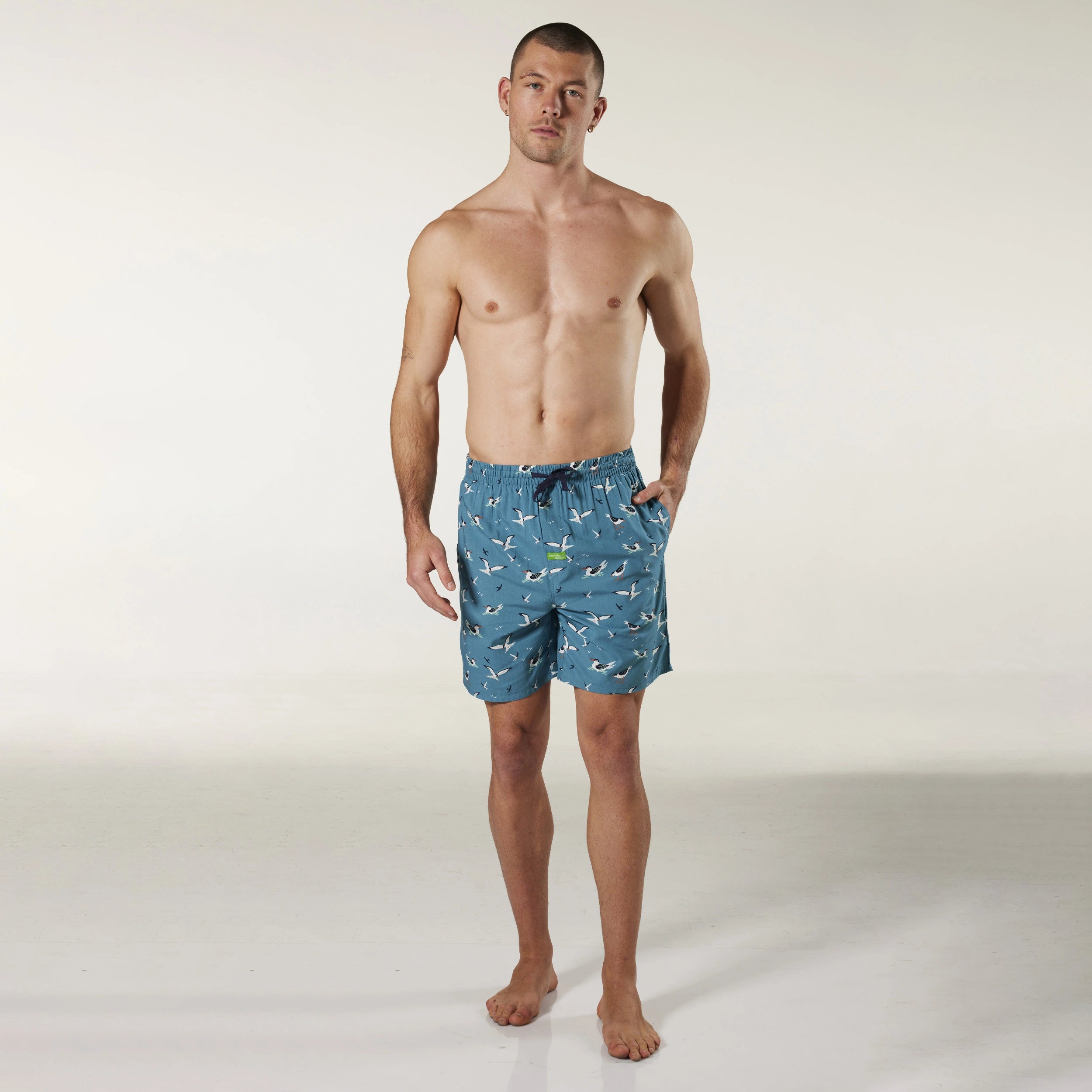 Men's Seagulls Bamboo Sleep Short Model Image 5