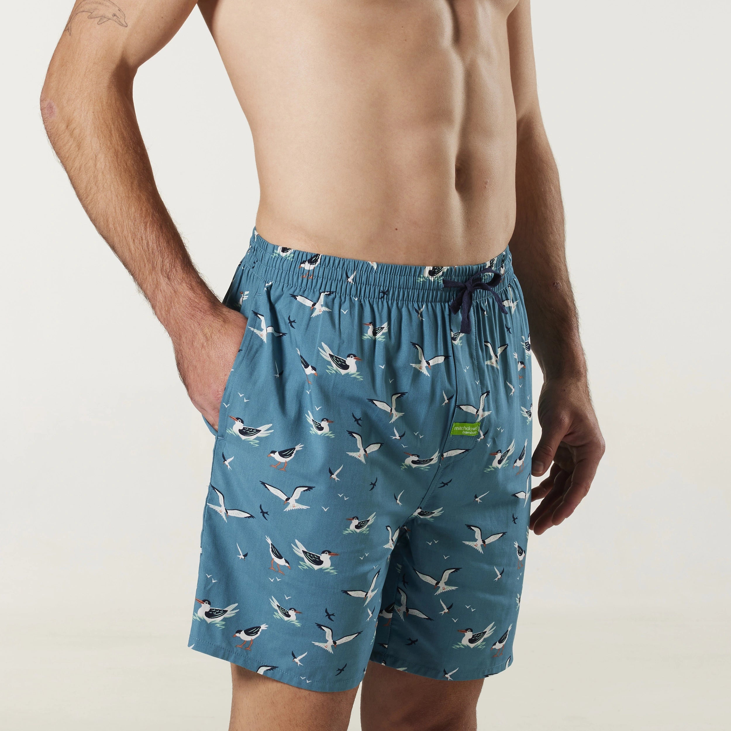 Men's Seagulls Bamboo Sleep Short Model Image 4