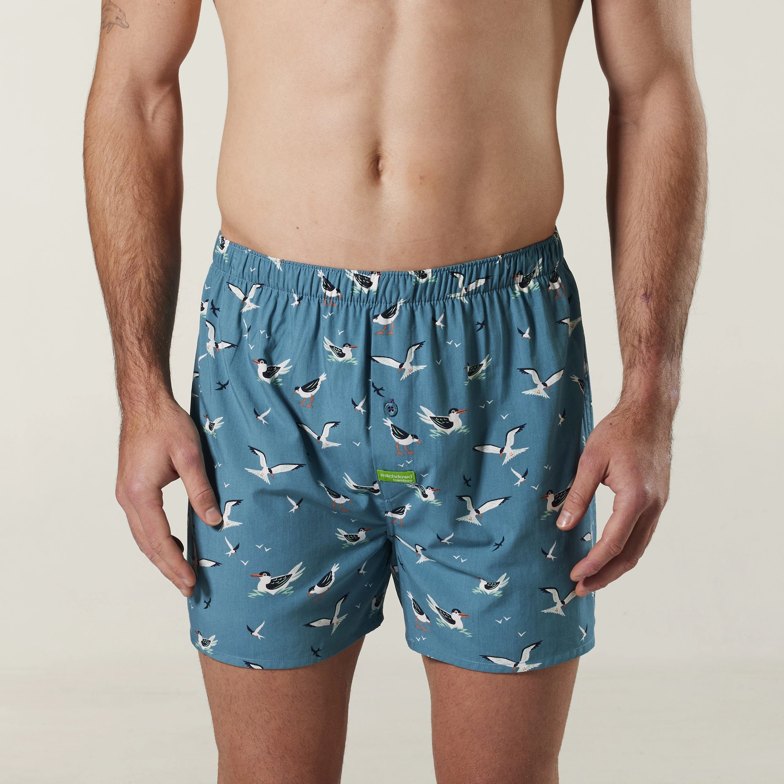 Men s Seagulls Bamboo Boxer Shorts Blue S