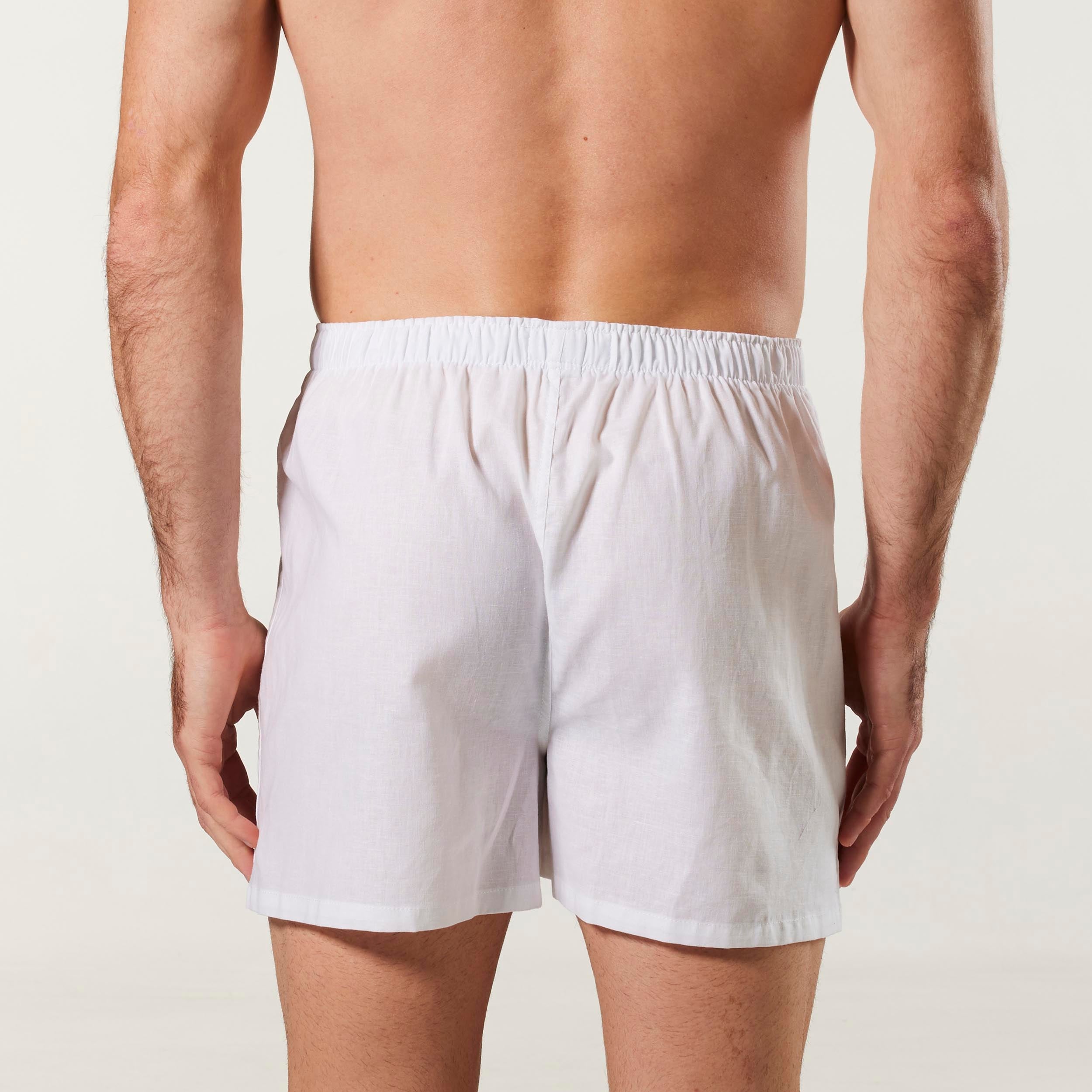 Men's Linen Blend Boxer Short - White - Image 3