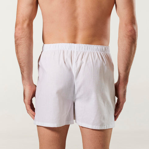 Men's Linen Blend Boxer Short - White