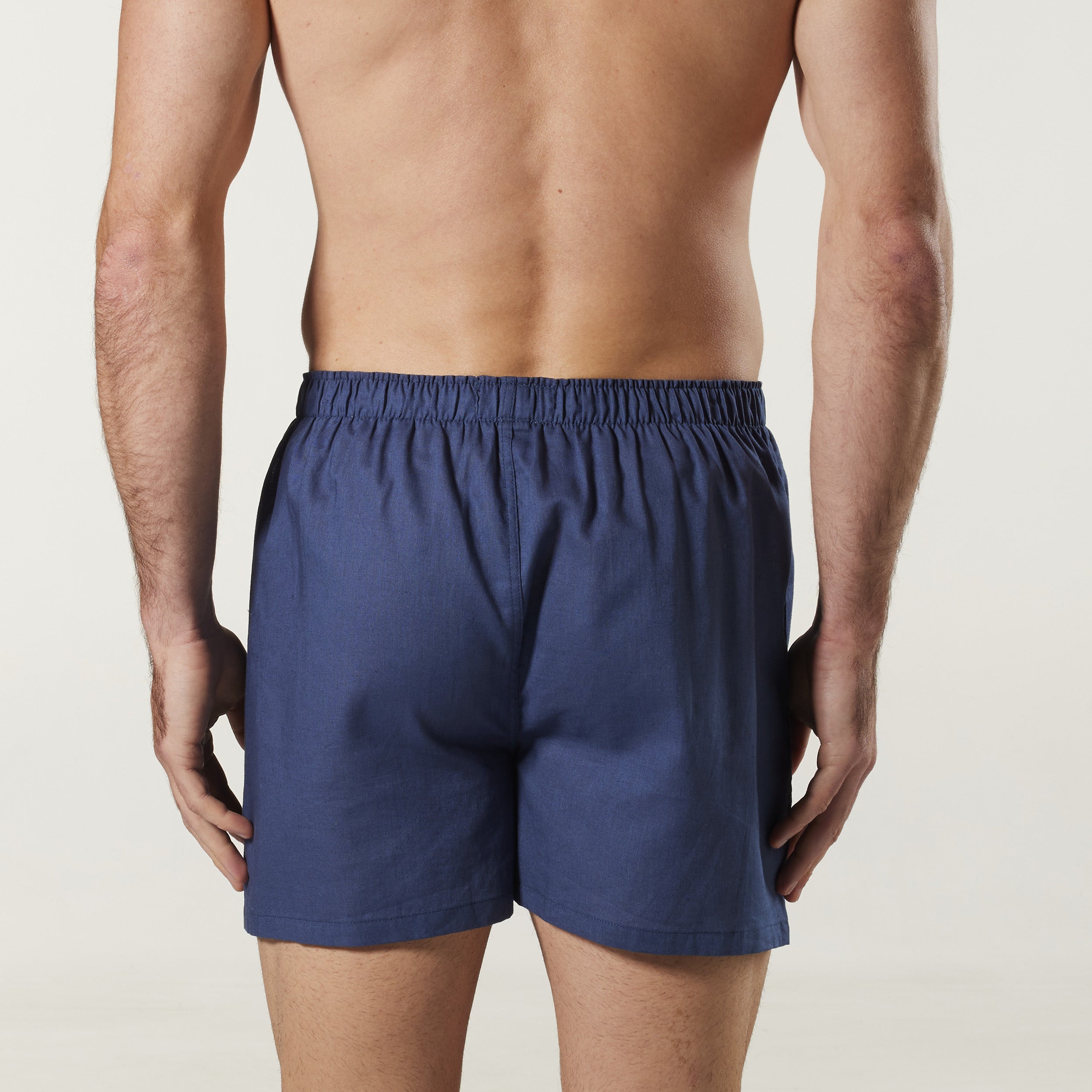 Men's Linen Blend Boxer Short - Denim Model Image 4