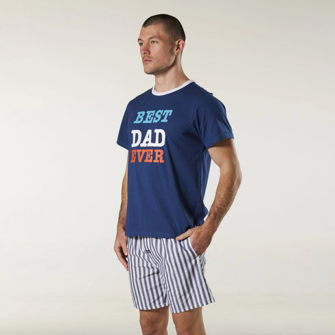 Men's Best Dad Ever Cotton Pyjama Set - Denim