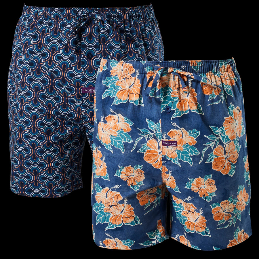 Men's Batik and Manhattan Geo Cotton Sleep Shorts 2 Pack Image #1
