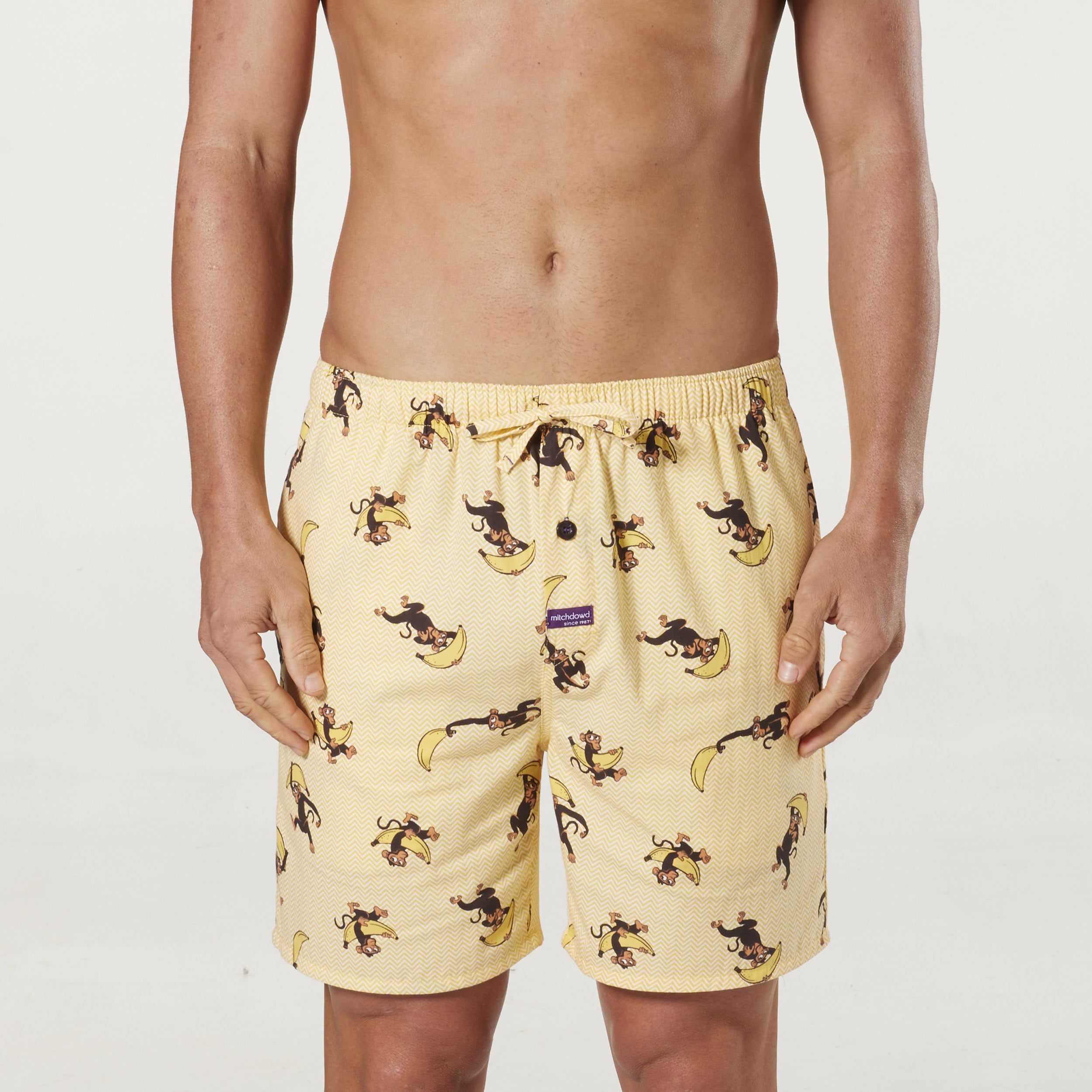 Men's Banana Monkey Cotton Sleep Shorts Image 1