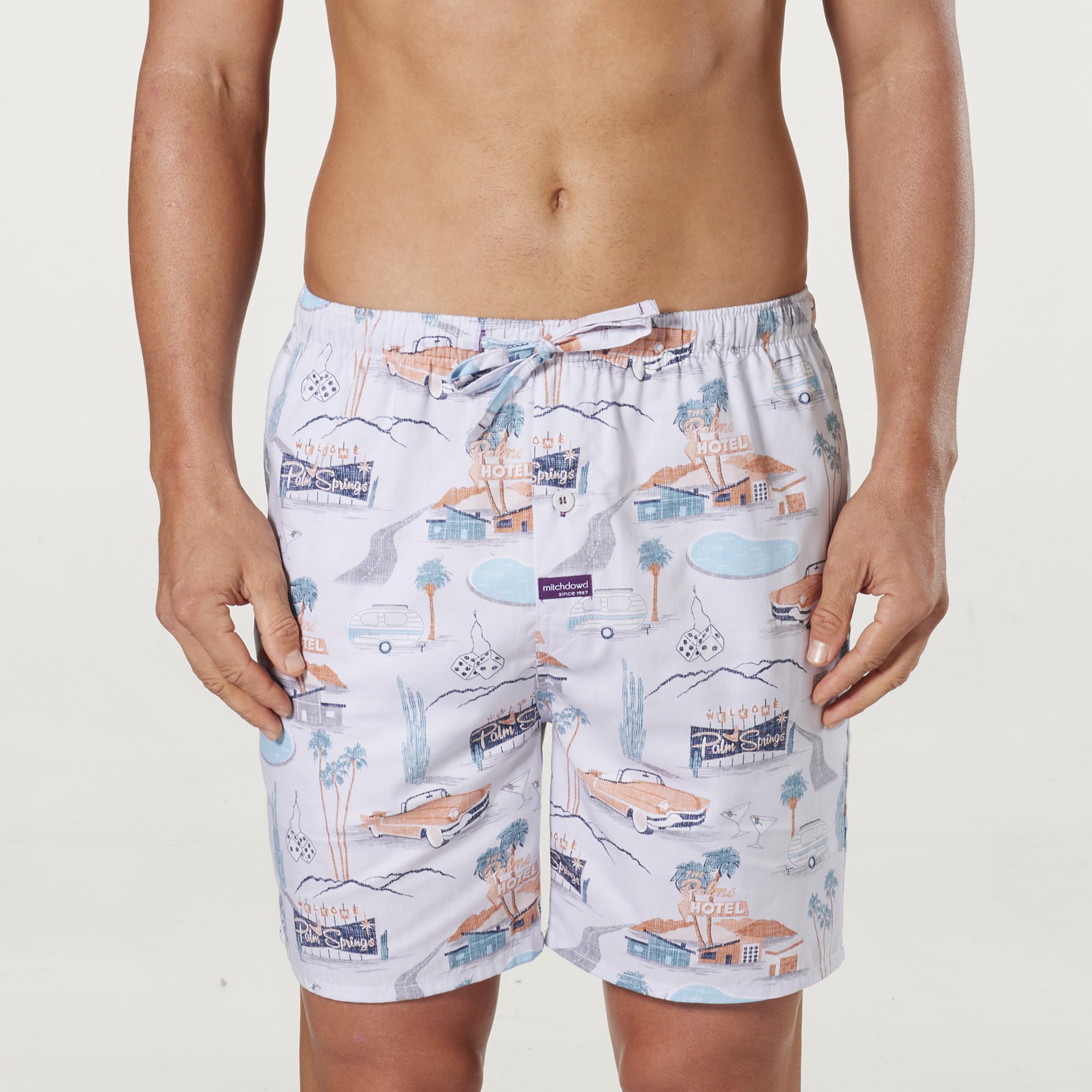 Men's Palm Springs Cotton Sleep Shorts - White - Image 1