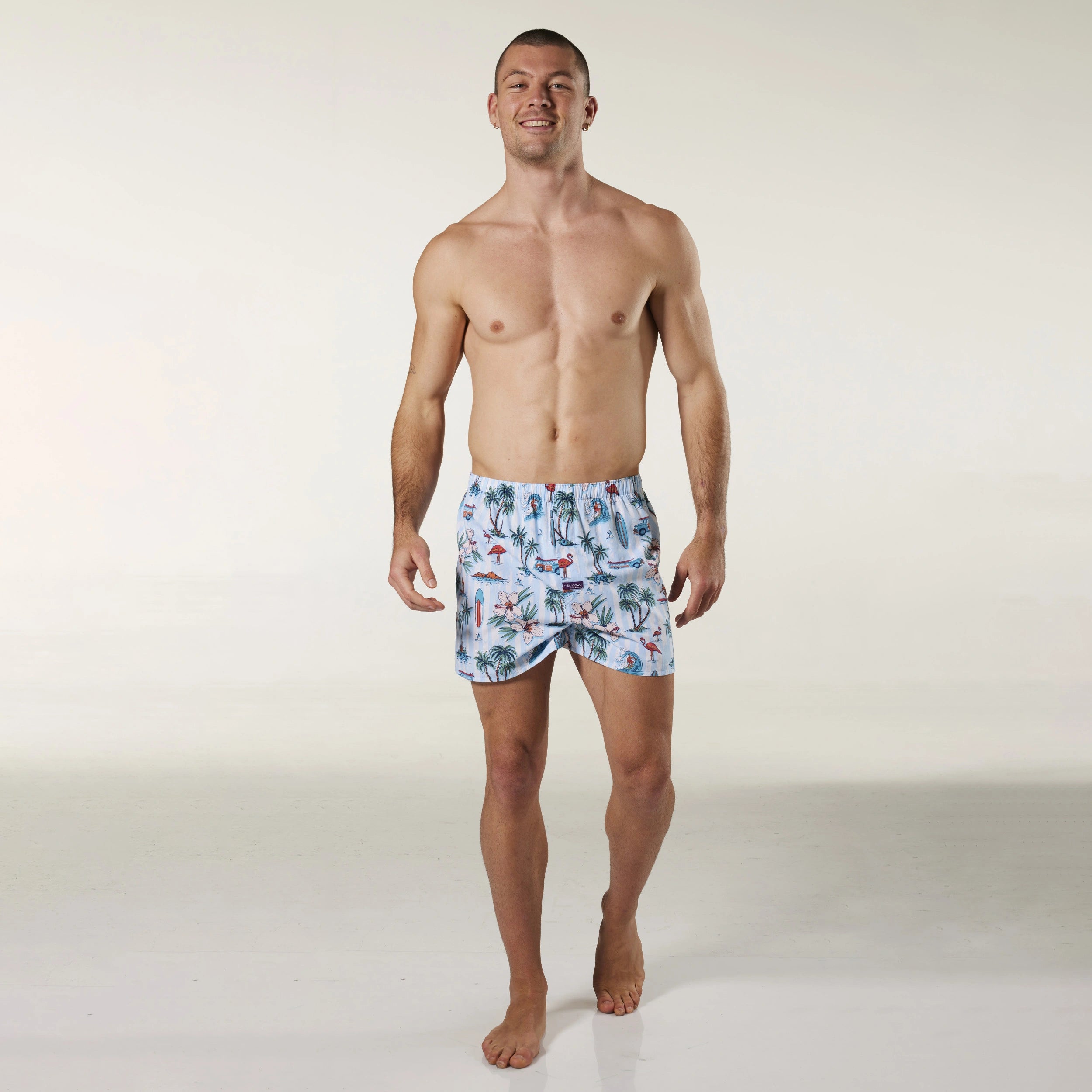 Men's Hawaiian Charm Cotton Boxer Shorts 3 Pack Model Image 5