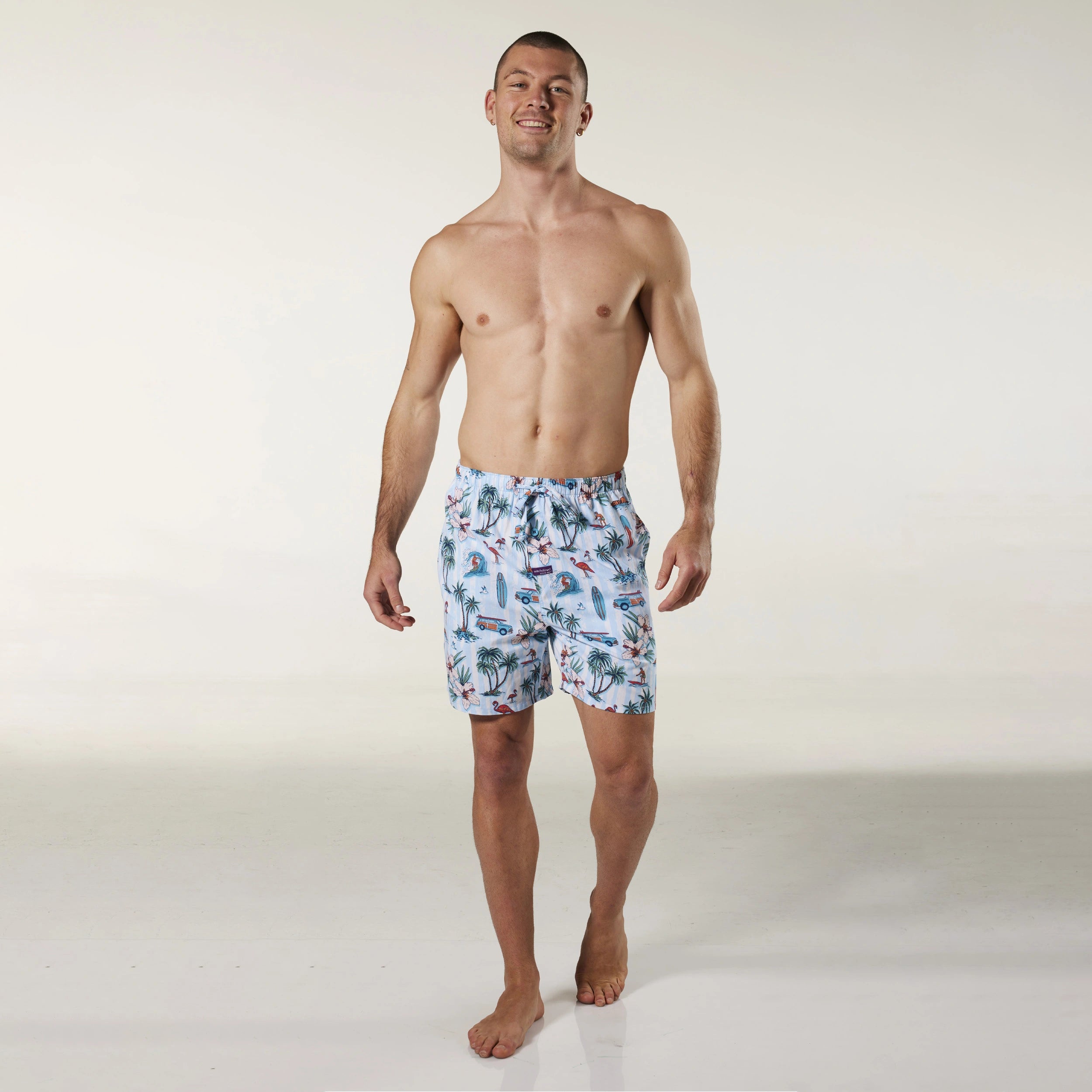 Men's Hawaiian Charm Cotton Sleep Shorts 2 Pack - Blue & Navy - Image 3