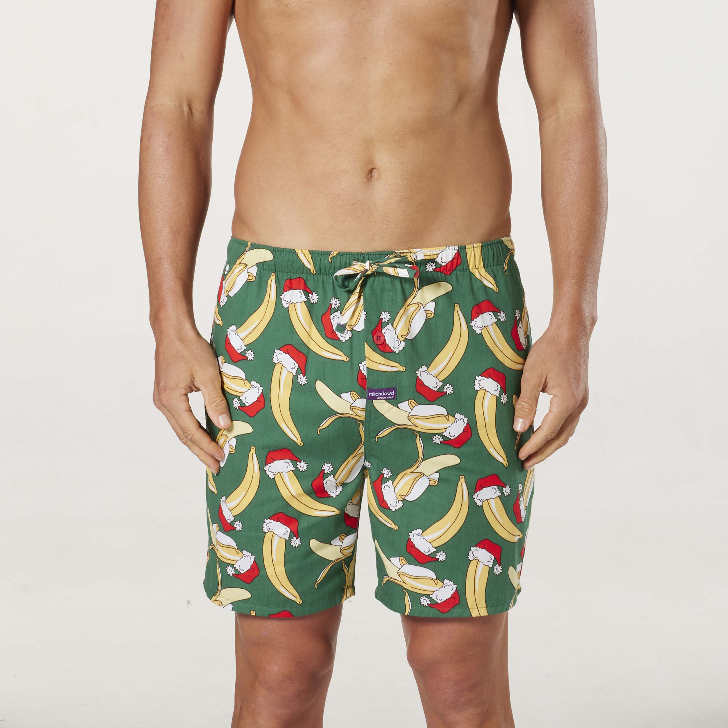 Men's Jolly Banana Christmas Cotton Sleep Short - Green - Image 1