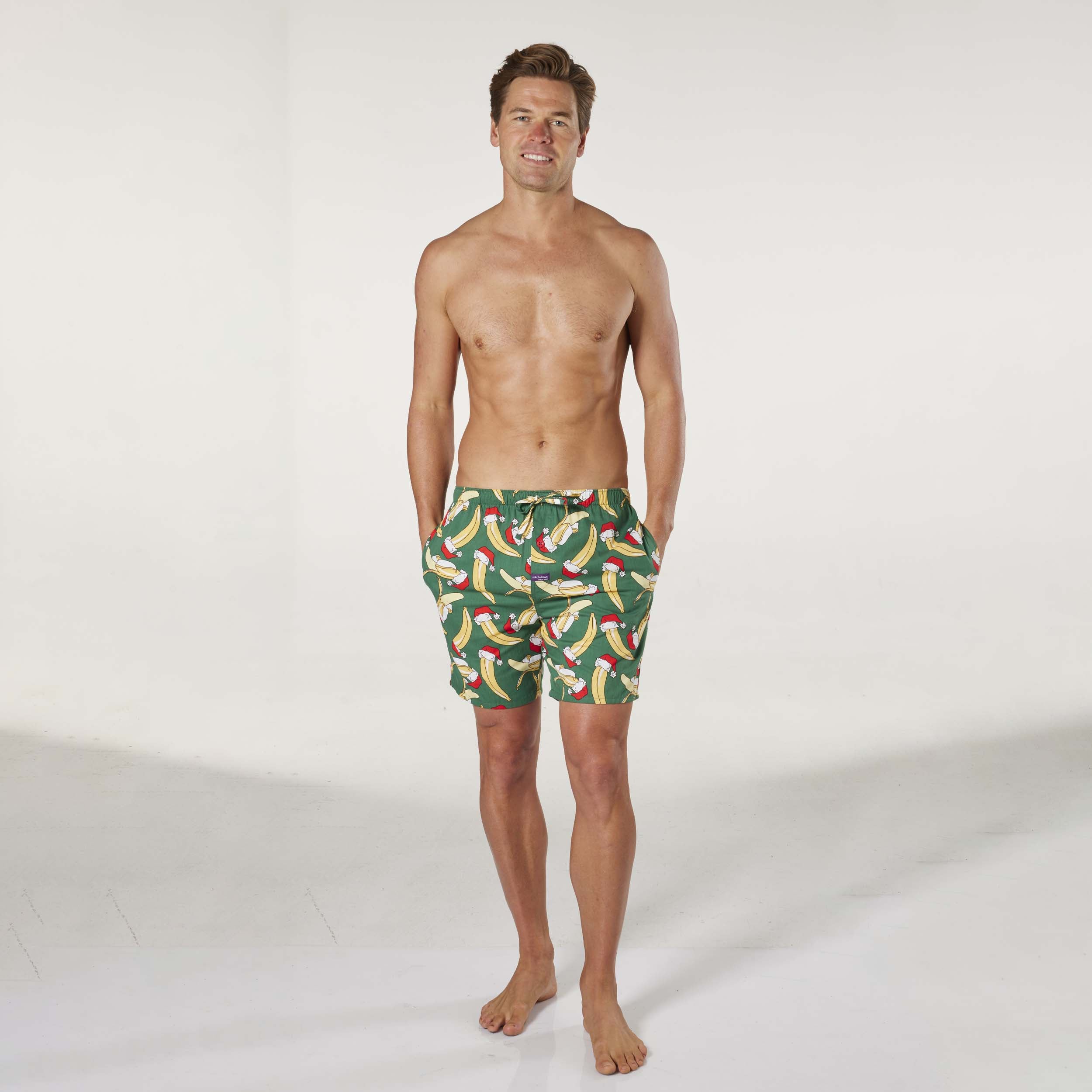 Men's Jolly Banana Christmas Cotton Sleep Short - Green - Image 3