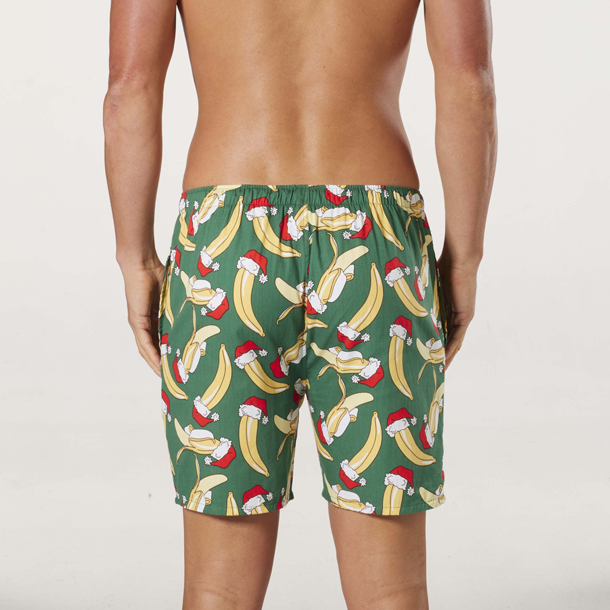 Men's Jolly Banana Christmas Cotton Sleep Short - Green - Image 4