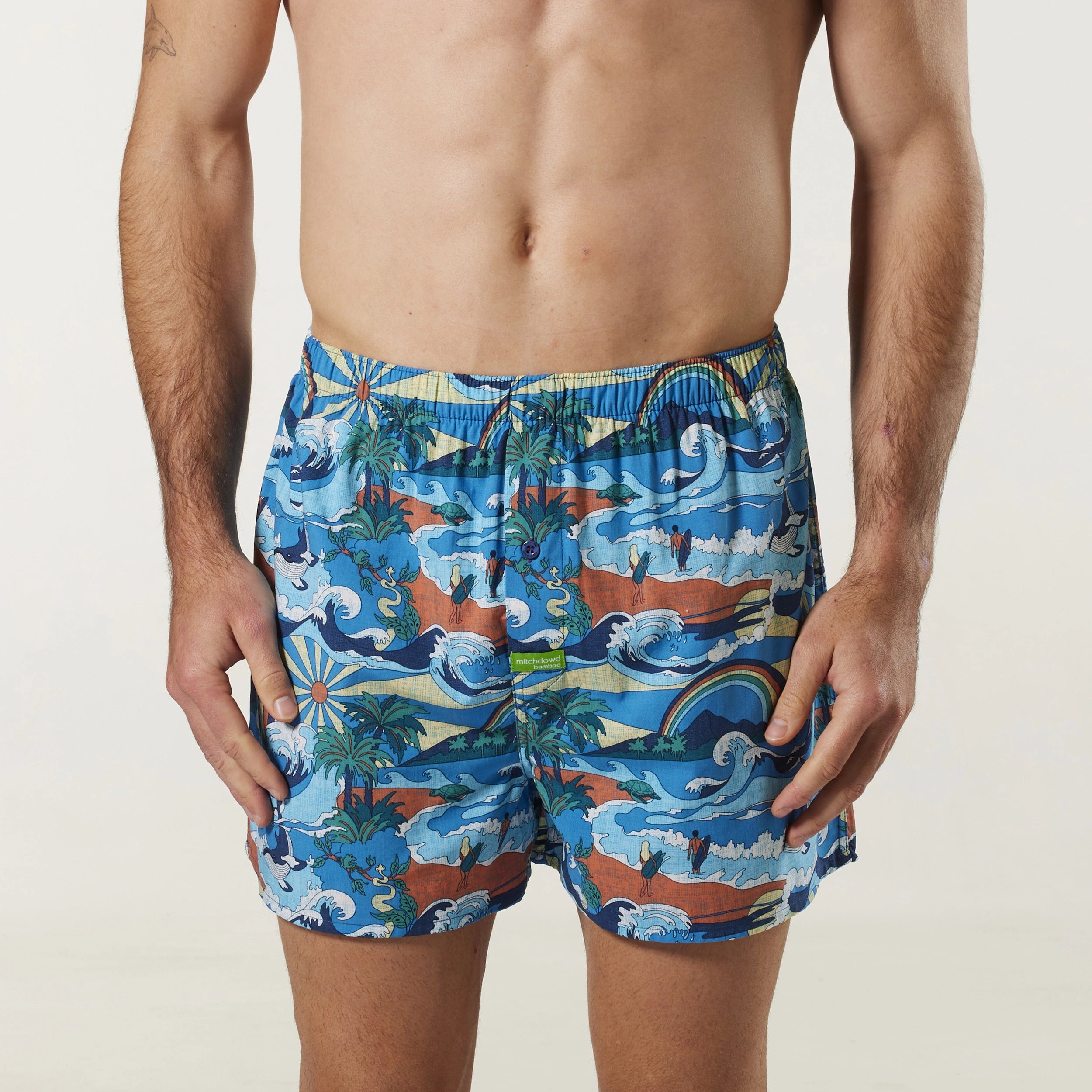 Men's Islands Wilds Bamboo Boxer Shorts - Blue - Image 1