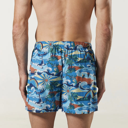 Men's Islands Wilds Bamboo Boxer Shorts - Blue