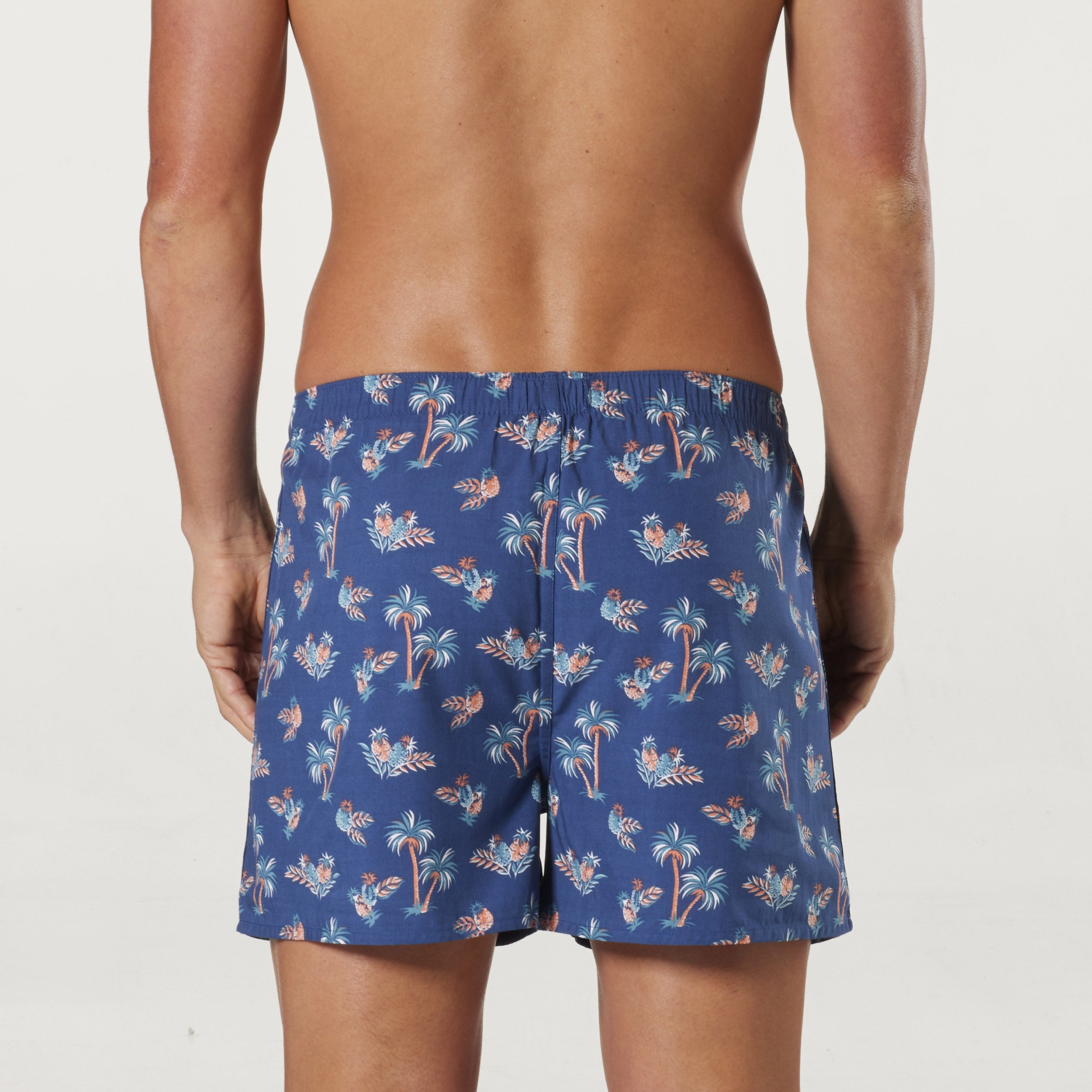 Men's Pineapple Palms Bamboo Boxer Shorts - Denim - Image 4