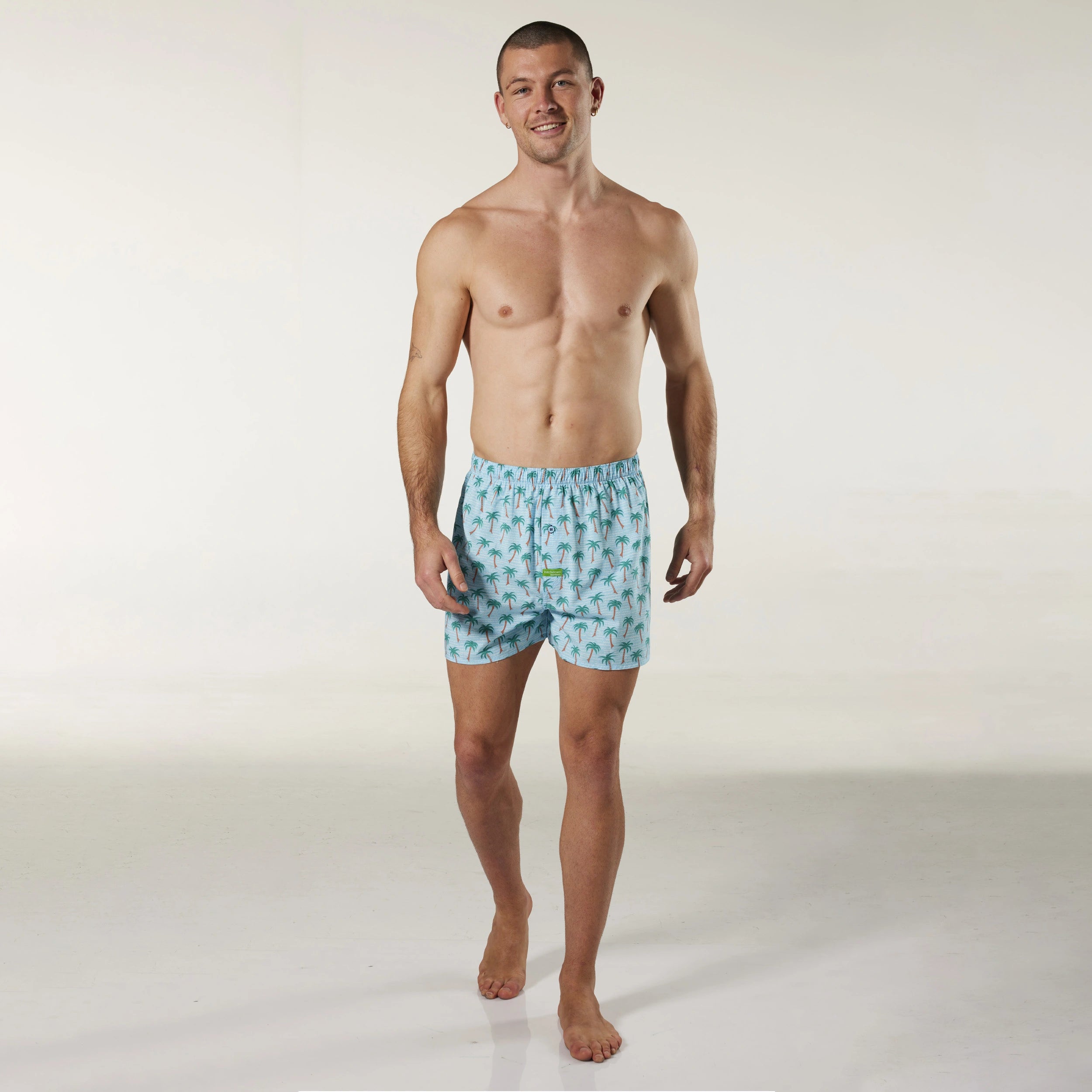 Men's Water Palms Bamboo Boxer Shorts - Sky Blue - Image 3