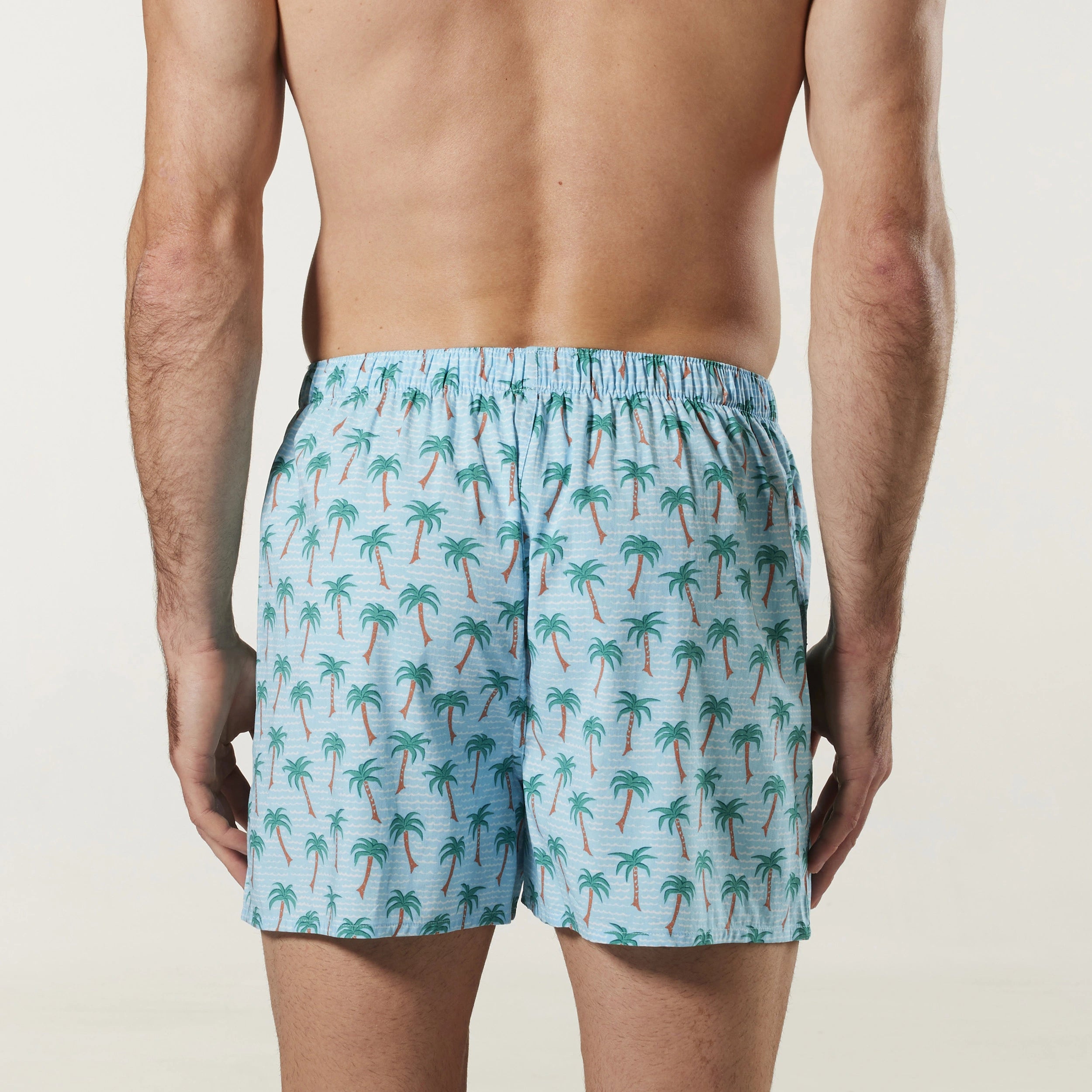 Men's Water Palms Bamboo Boxer Shorts - Sky Blue - Image 4