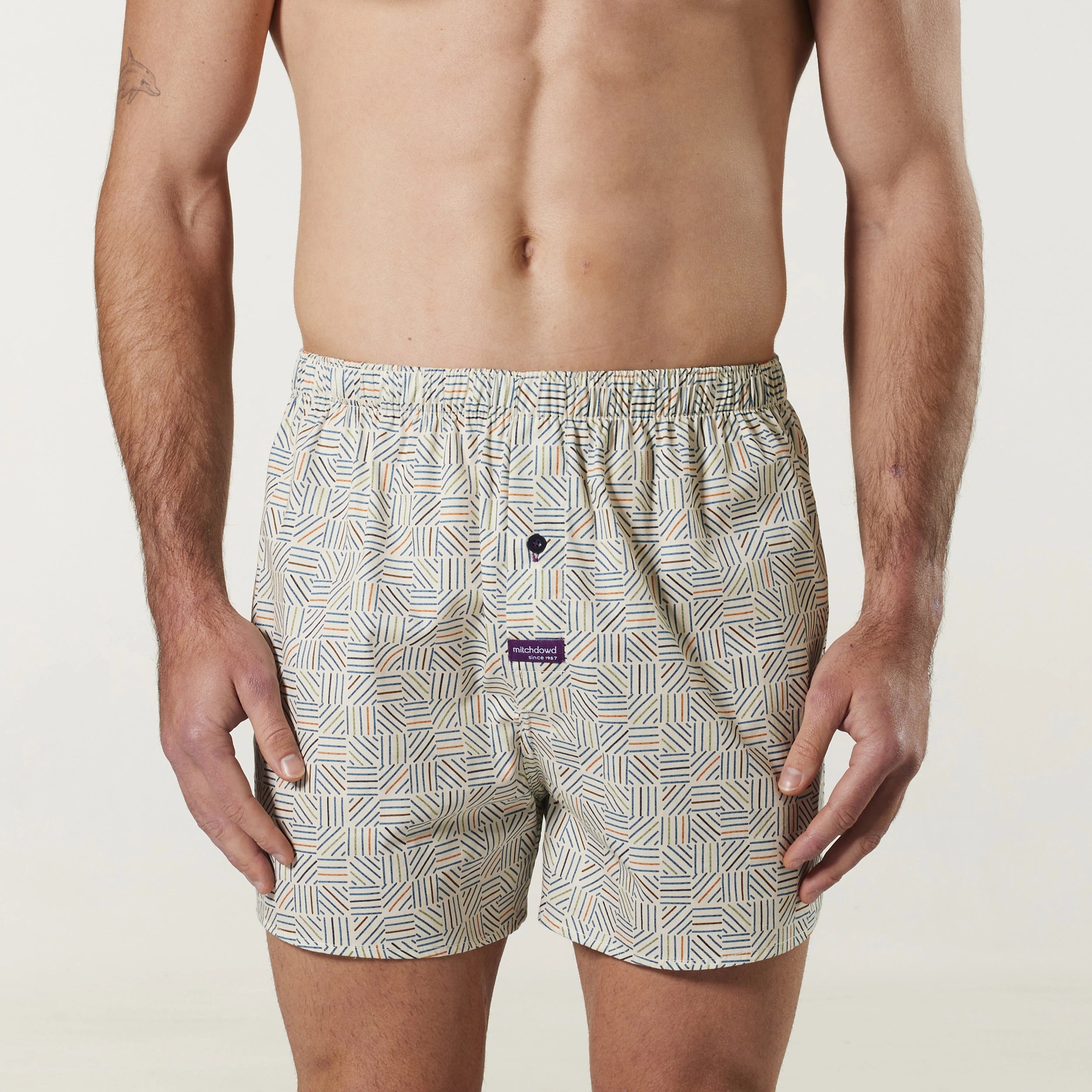 Men's Crosshatch Geo Cotton Boxer Short Model Image 1