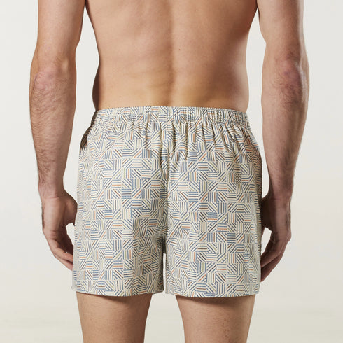 Men's Crosshatch Geo Cotton Boxer Short - Beige