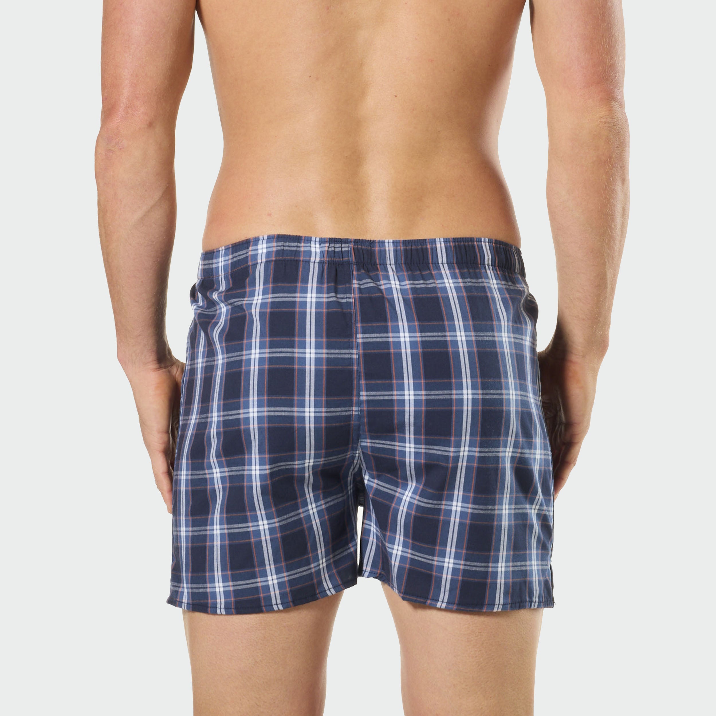 Men's Captain Check Cotton Stretch Boxer Shorts - Navy