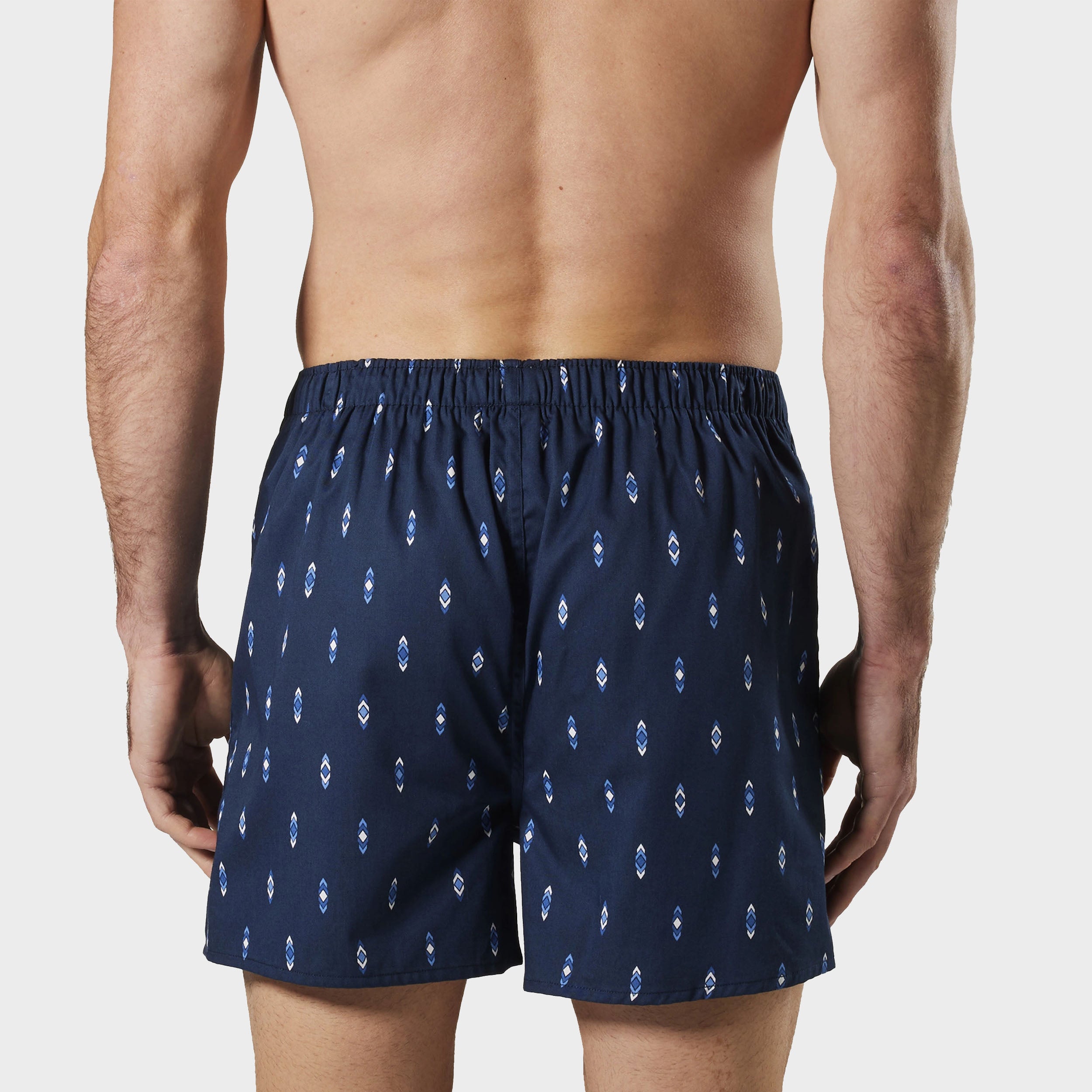 Men's Diamond Blue Cotton Boxer Shorts 3 Pack - Navy