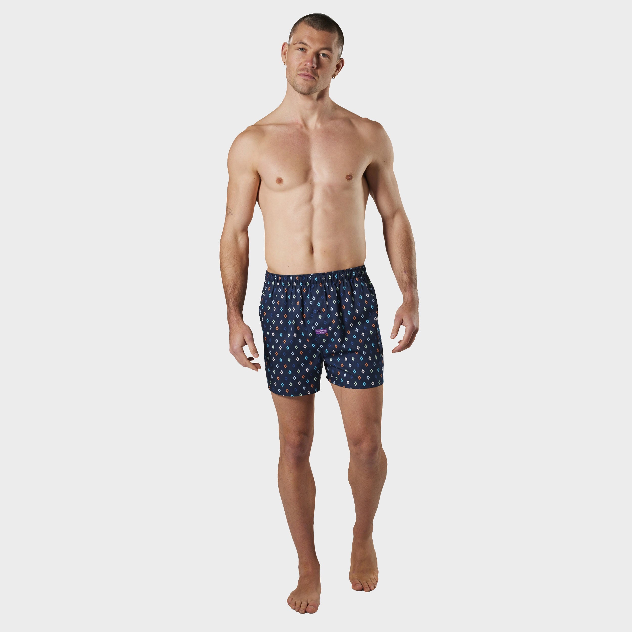 Men's Diamond Blue Cotton Boxer Shorts 3 Pack - Navy