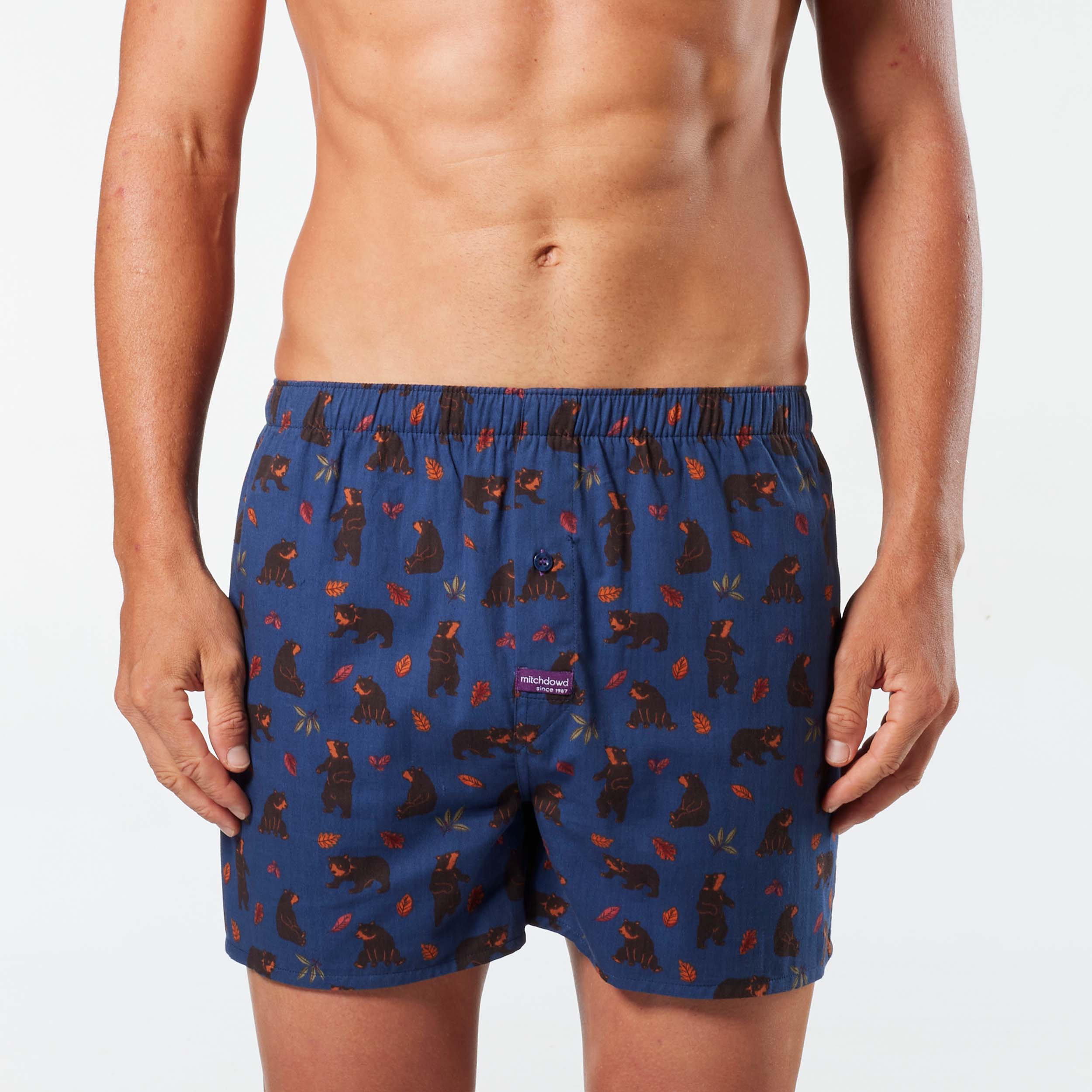 Men's Bear & Moose Cotton Boxer 3 Pack - Blue - Image 2