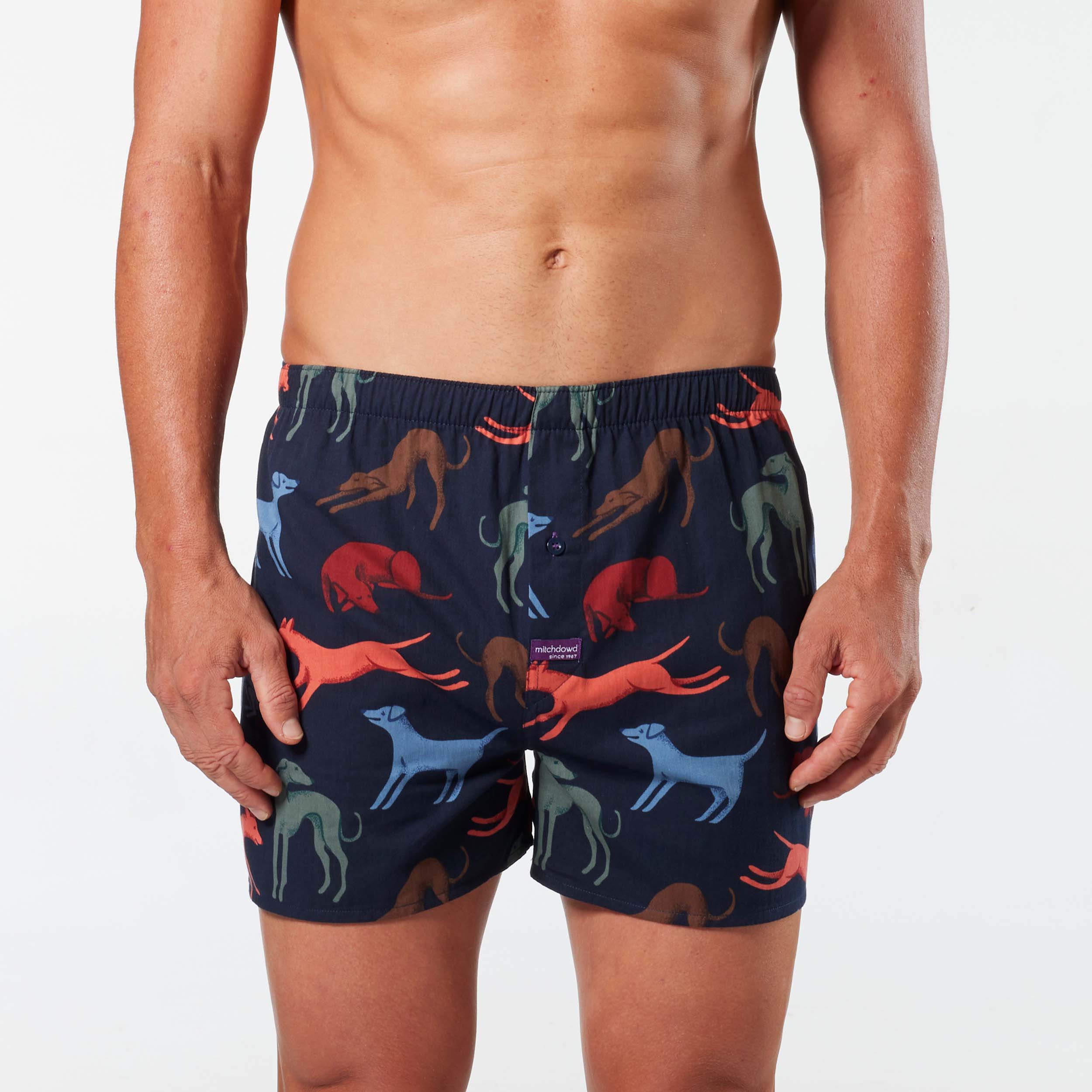 Men's Greyhounds Cotton Boxer Shorts - Navy - Image 1