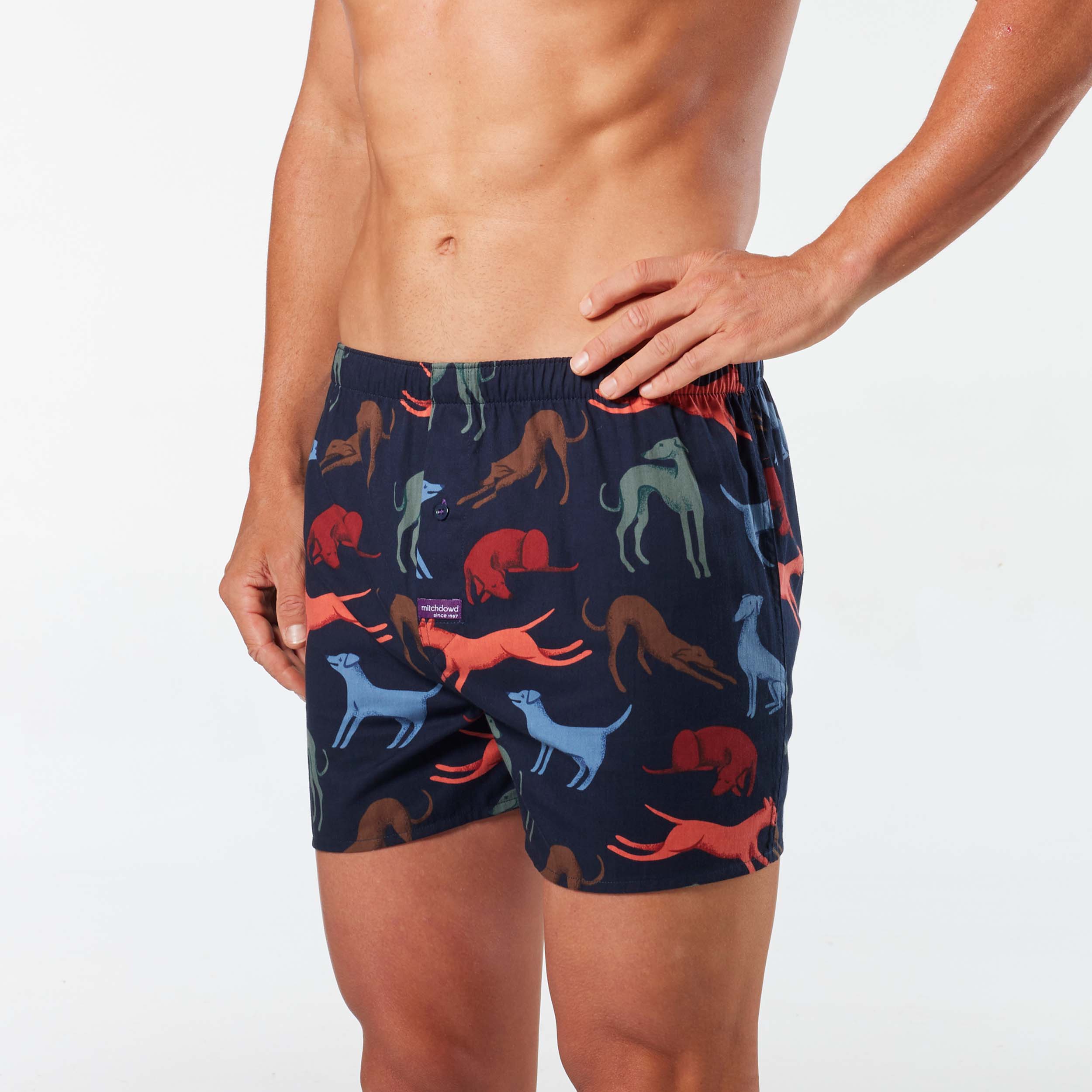 Men's Greyhounds Cotton Boxer Shorts - Navy - Image 2