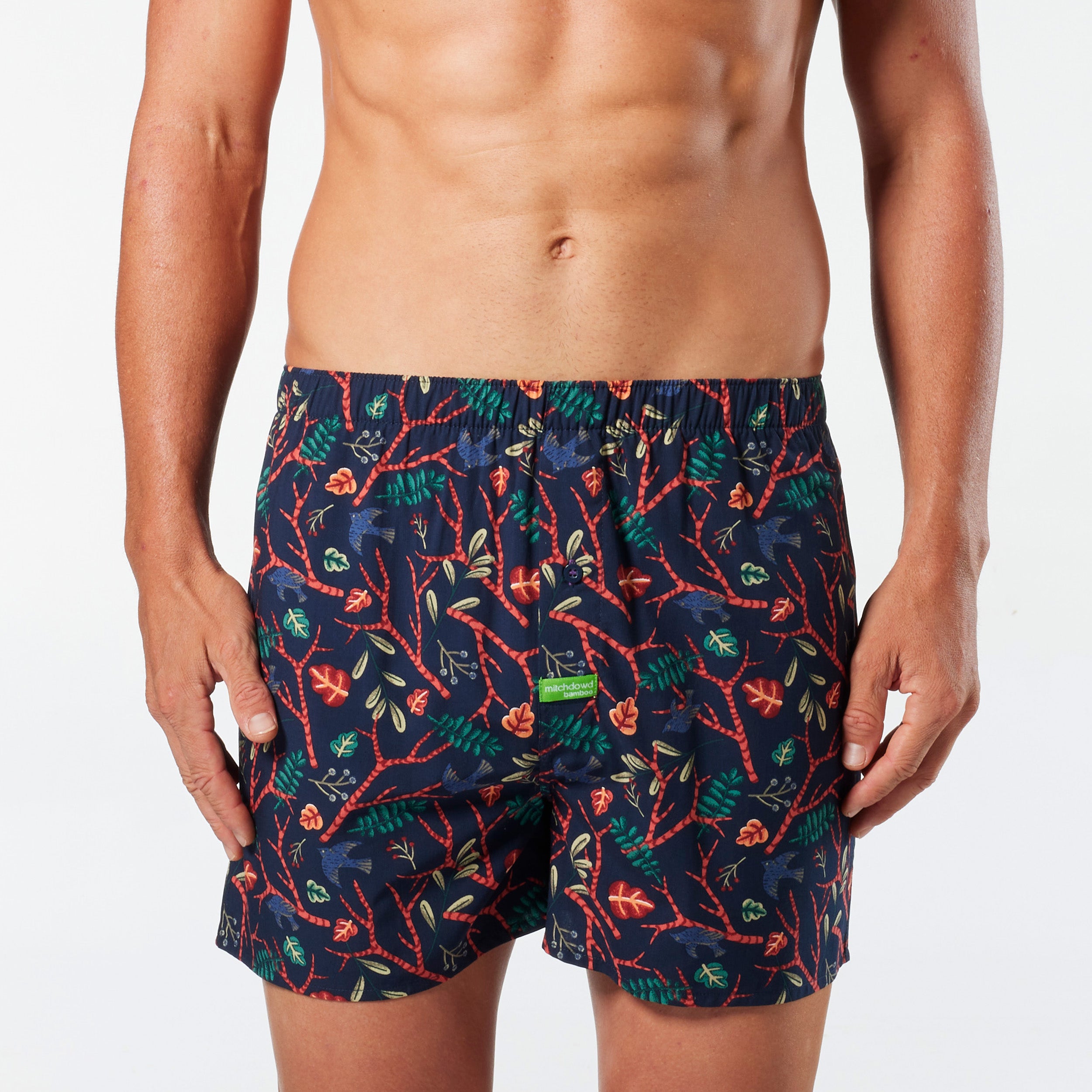 Men's Night Birds Bamboo Boxer Shorts - Navy - Image 1